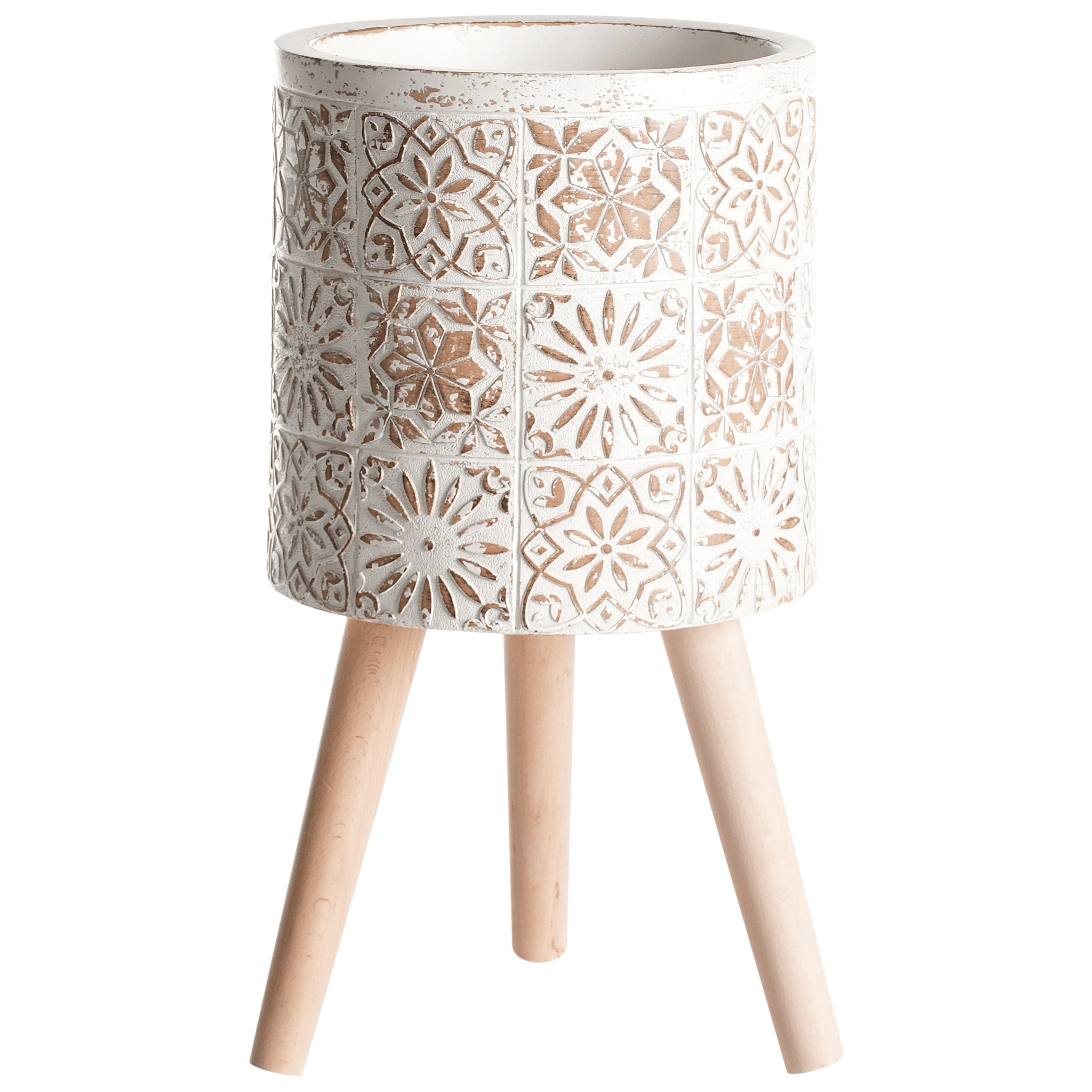 Korotettu kukkaruukku KARISTOS 36 cm Luonnonvalkoinen