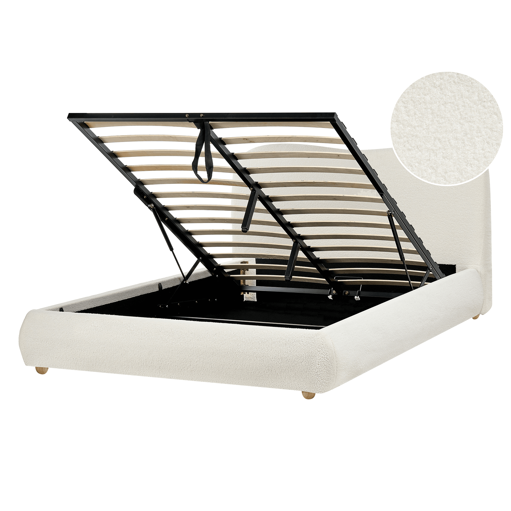 Sänky säilytystilalla buklee BLAGNAC 140 x 200 cm Luonnonvalkoinen – Beliani