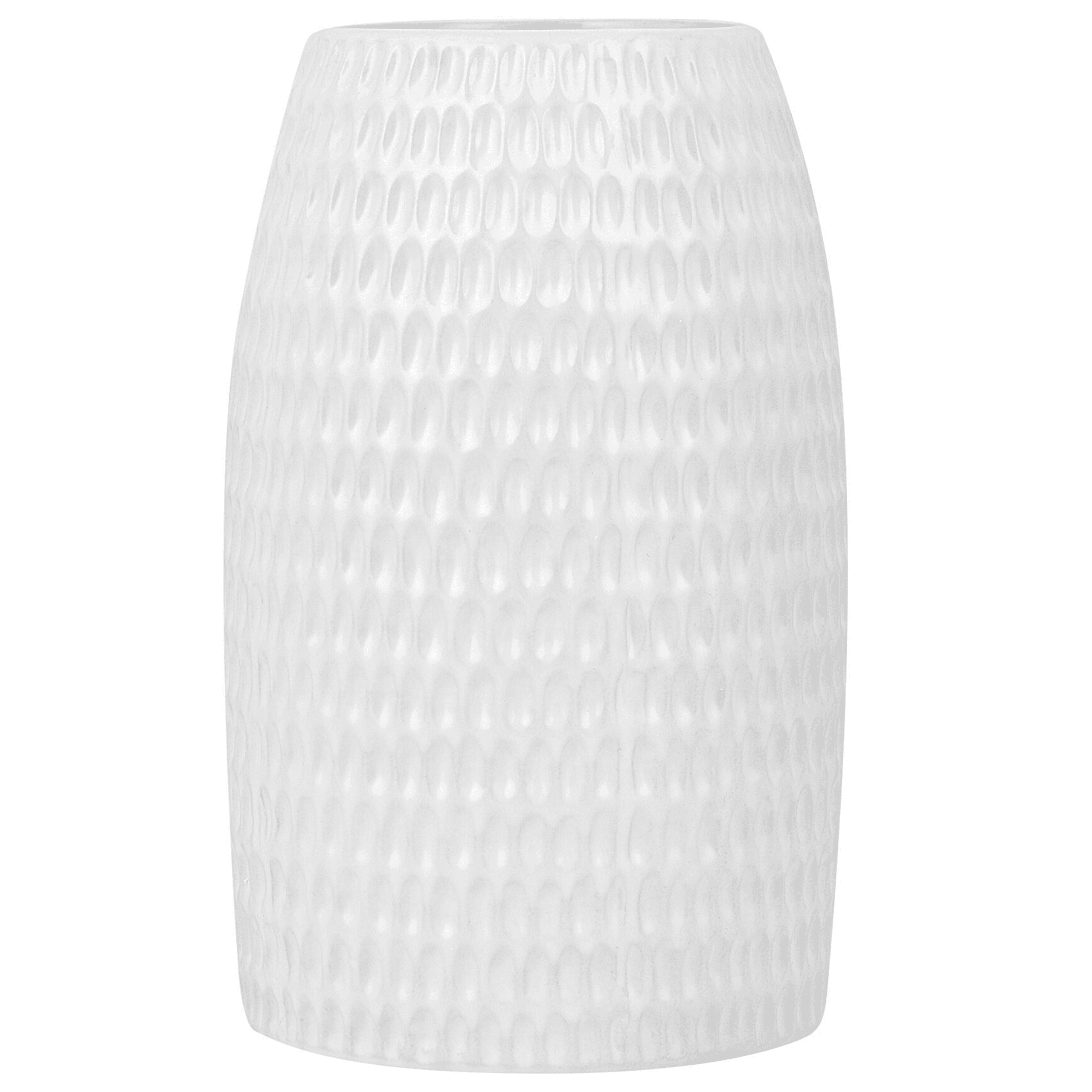 Koristemaljakko LINZI kivitavara 25 cm Valkoinen – Beliani