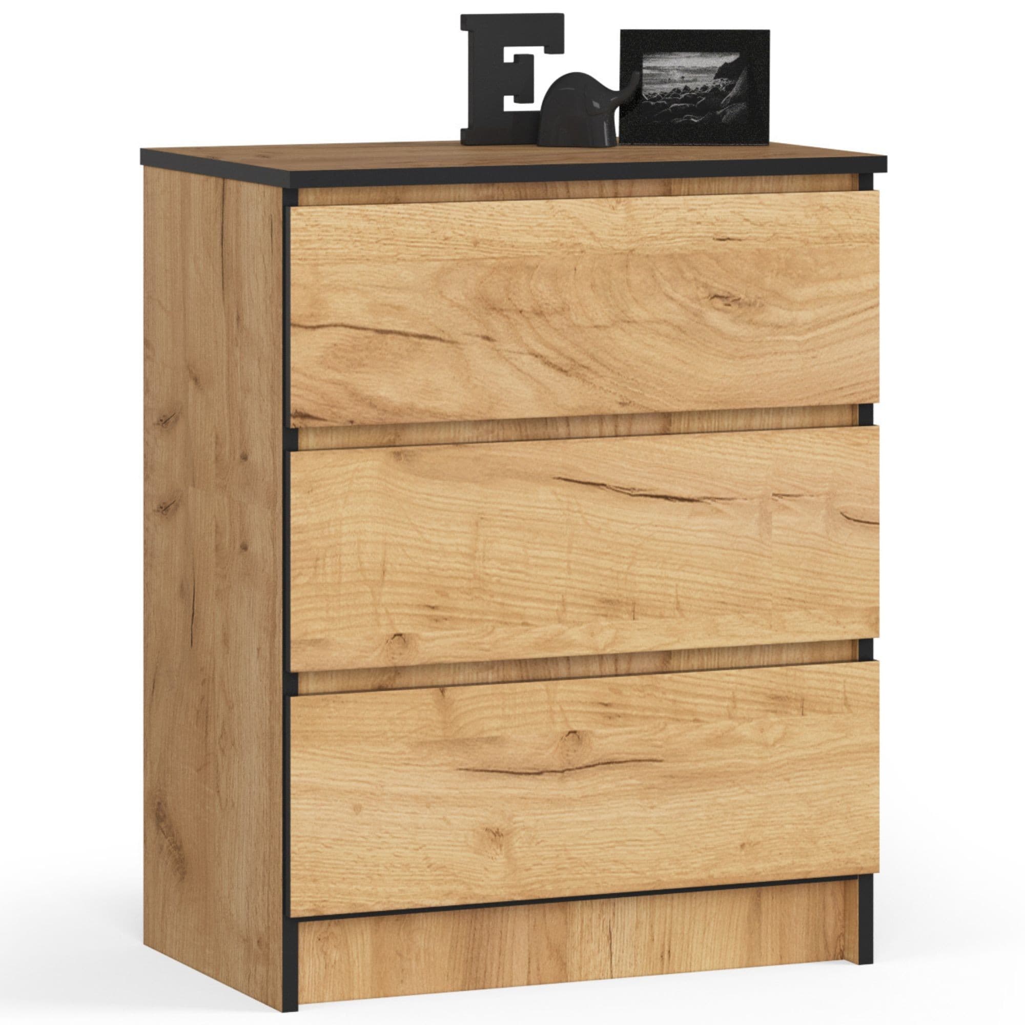 Akord Lipasto 3 laatikkoa Craft-tammi 60x40x77 – Akord