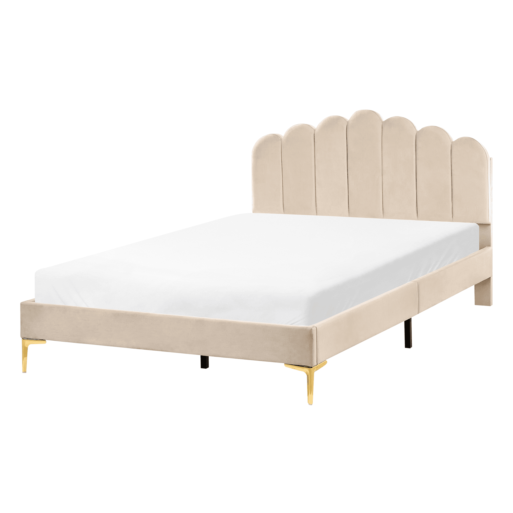 Sänky sametti SAUVIAN 140 x 200 cm Beige
