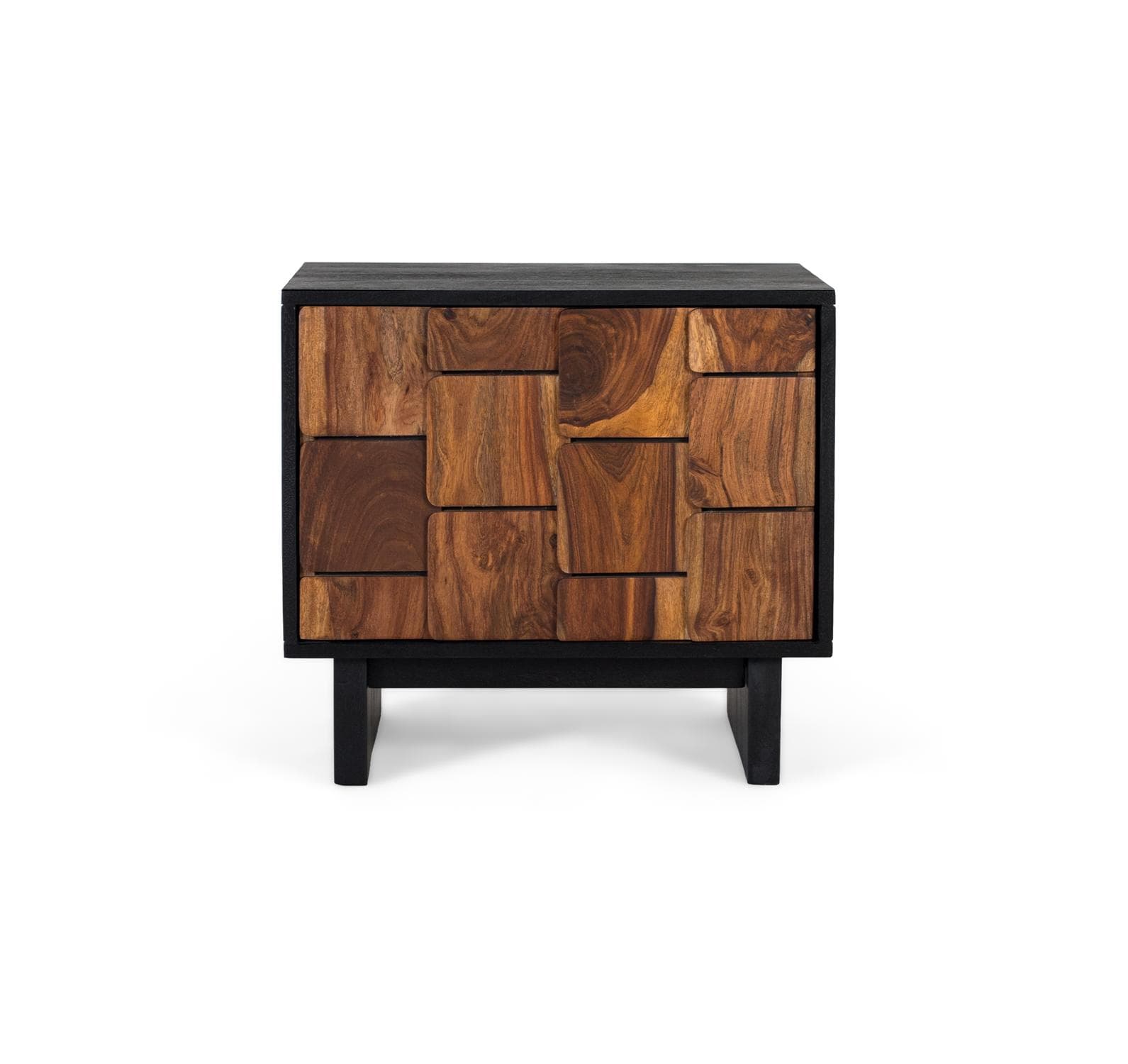 Mangopuusta ja sheesamista valmistettu yöpöytä, jolla on kolmiulotteinen efekti – Giner y Colomer