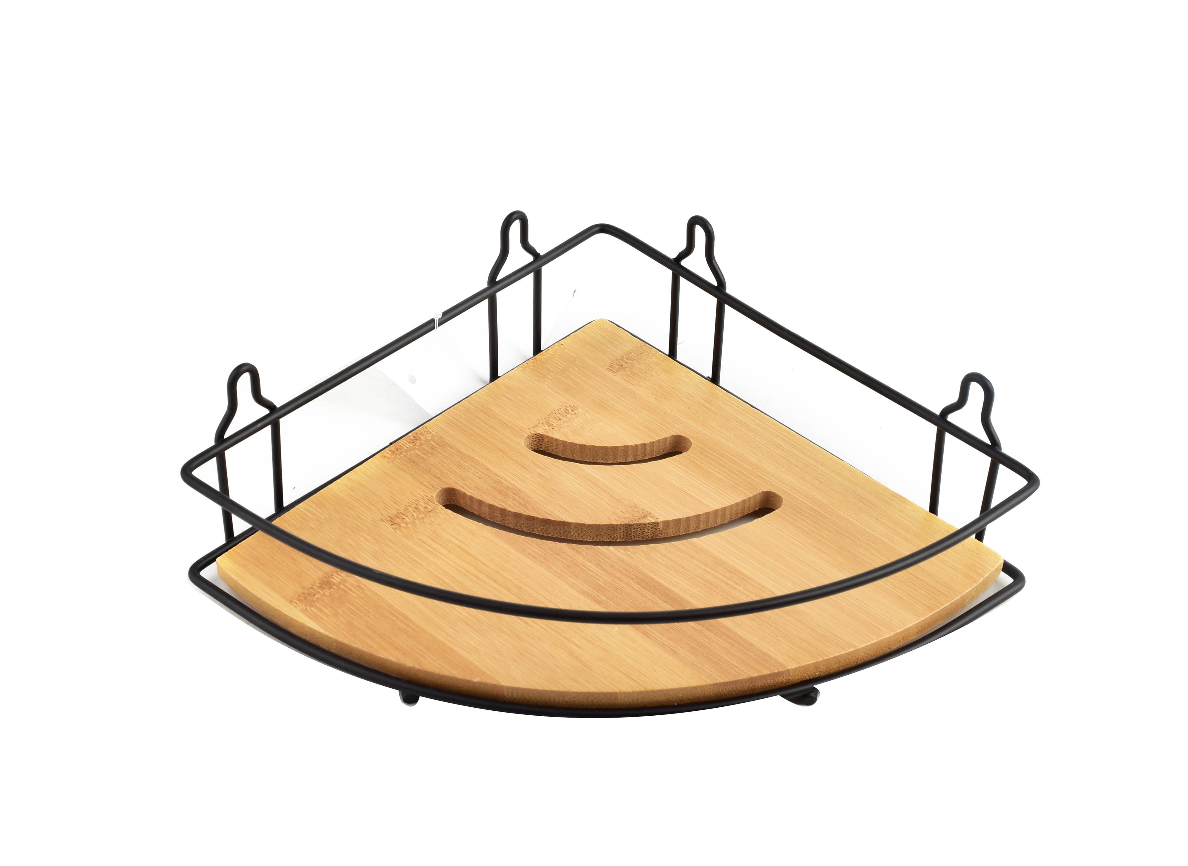 Kulmahylly metalli/bambu Bathlab CARL BAMBOO 19x20x6,5 cm musta 1 kpl
