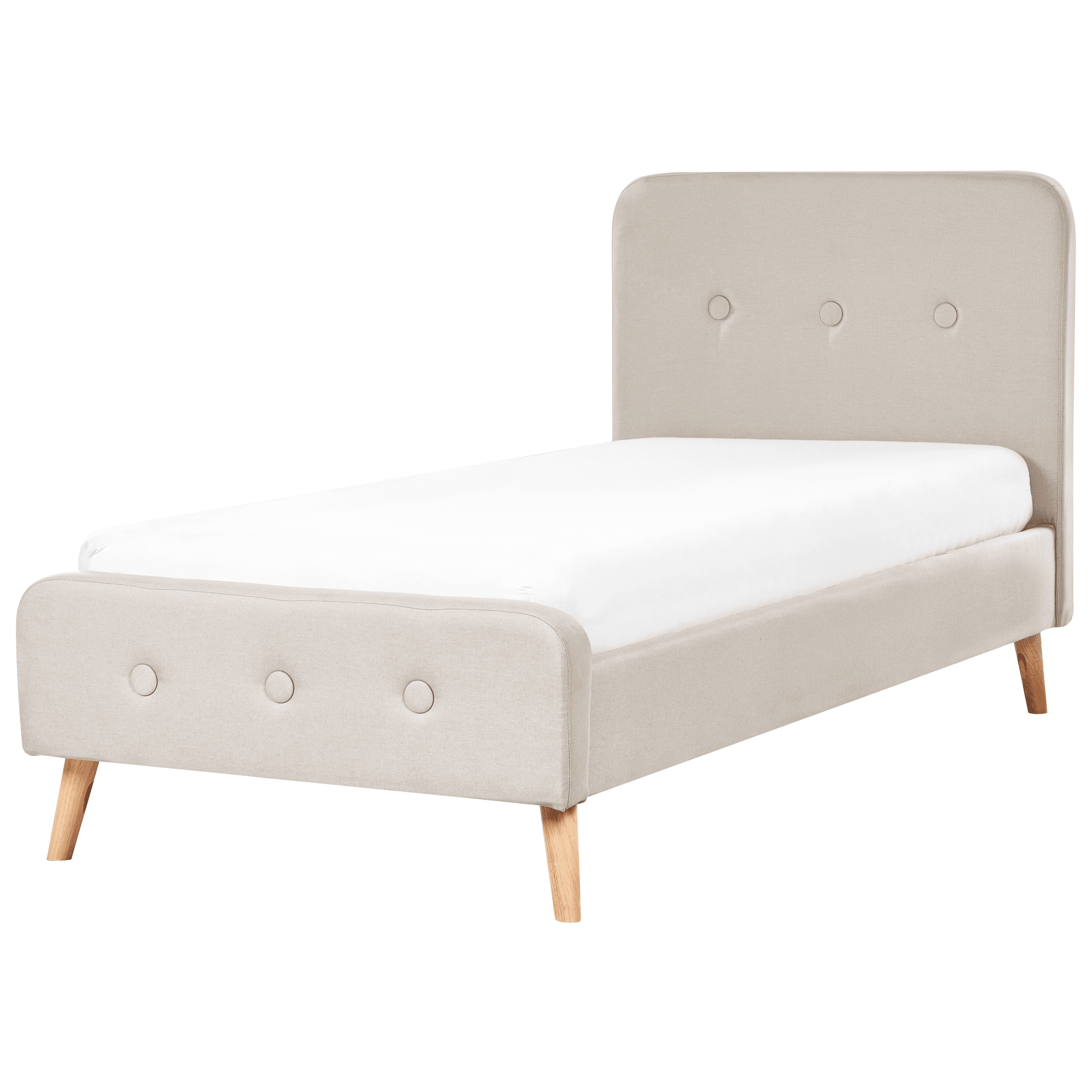 Sänky kangas vaaleanbeige 90 x 200 cm RENNES – Beliani