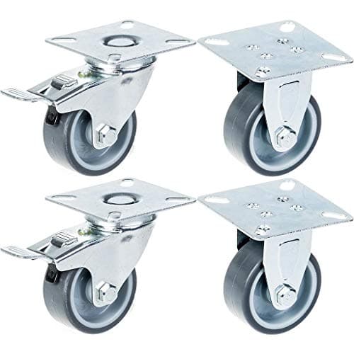 50mm 2 pyörä harmaalla kumirenkaalla, jarru ja kiinteä, 160kg kantavuus, 4 kpl:n sarja. – Parnells