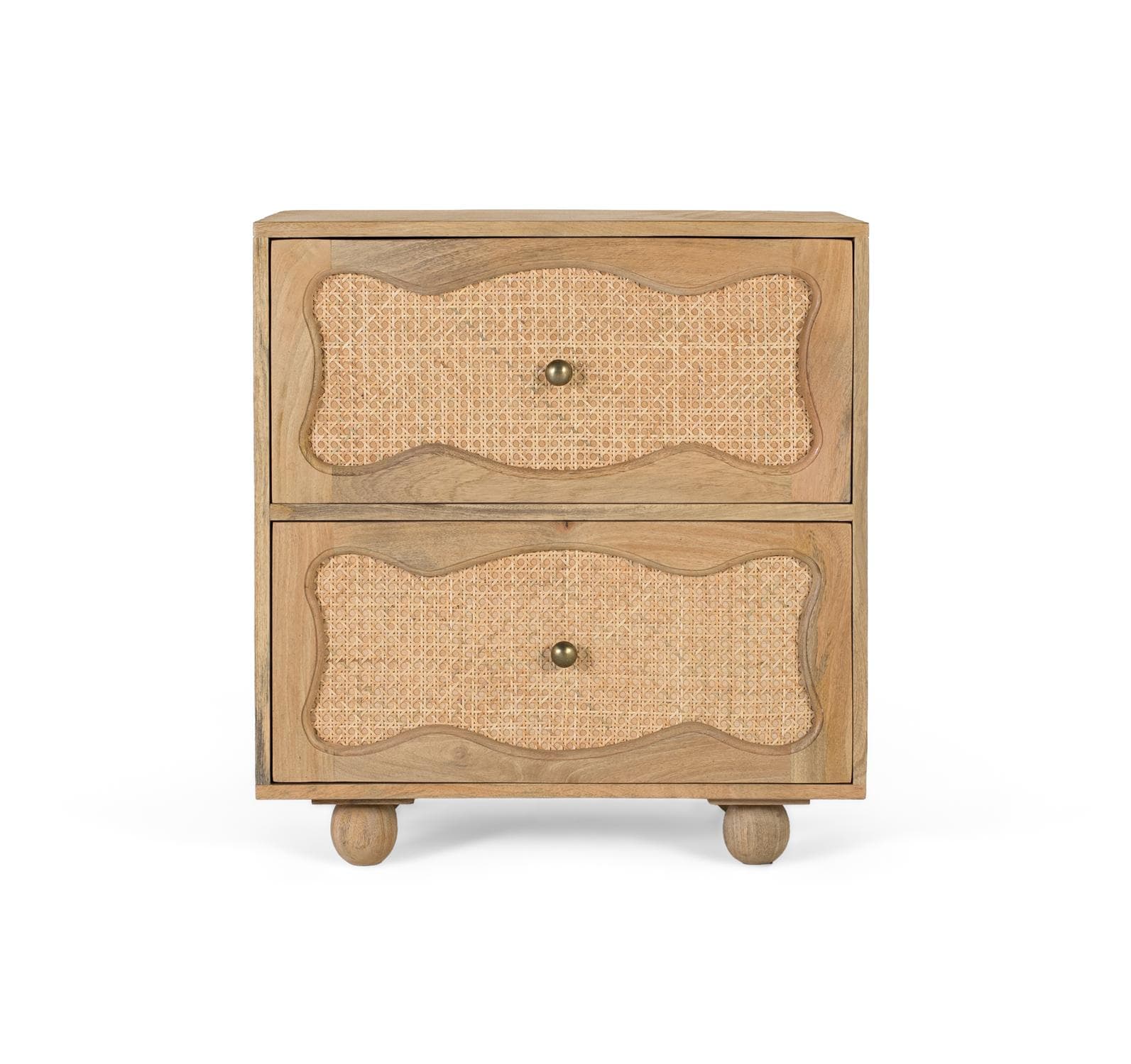 Yöpöytä mangopuusta, käsintehdyllä muotoilulla