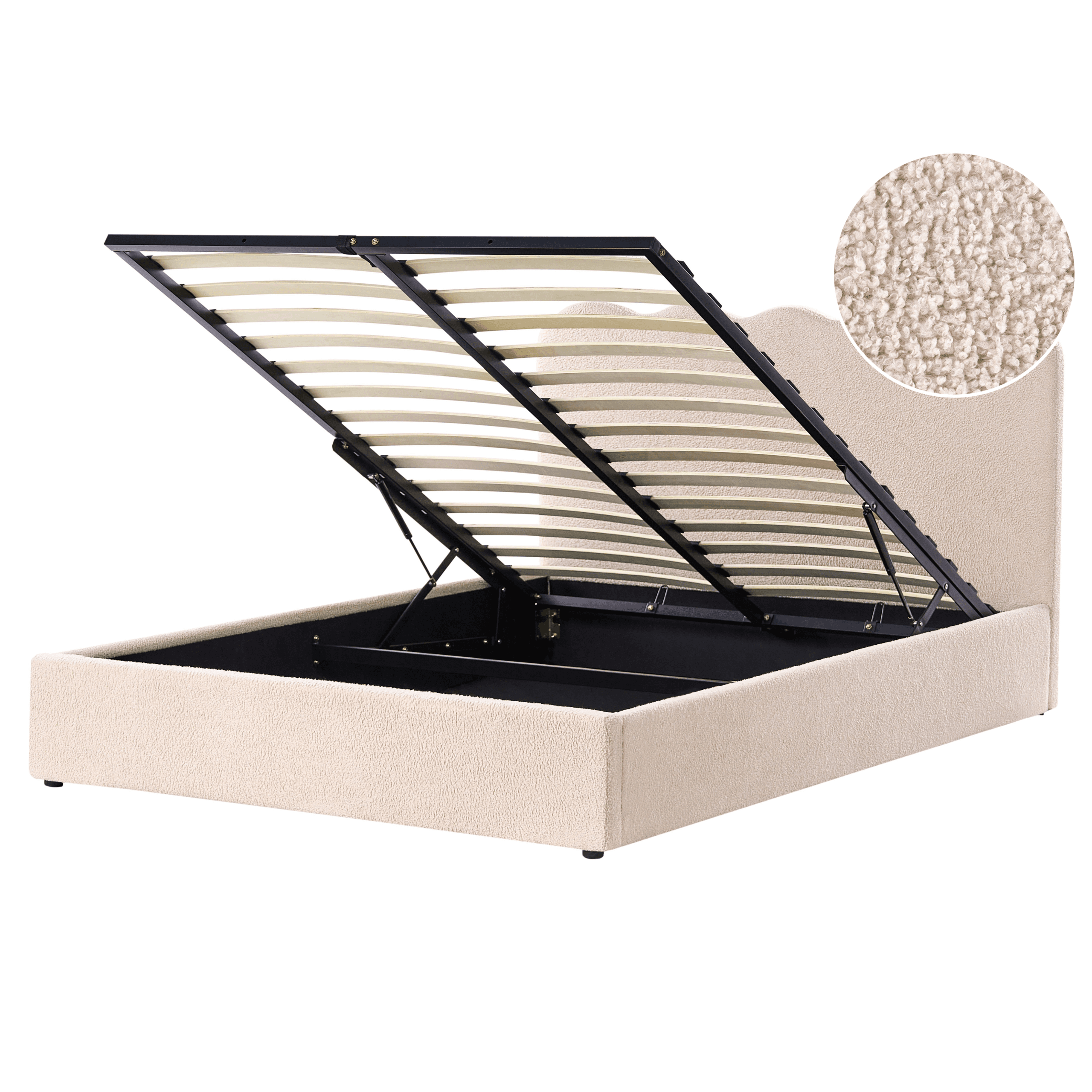 Sänky säilytystilalla buklee NANTERRE 160 x 200 cm Beige – Beliani