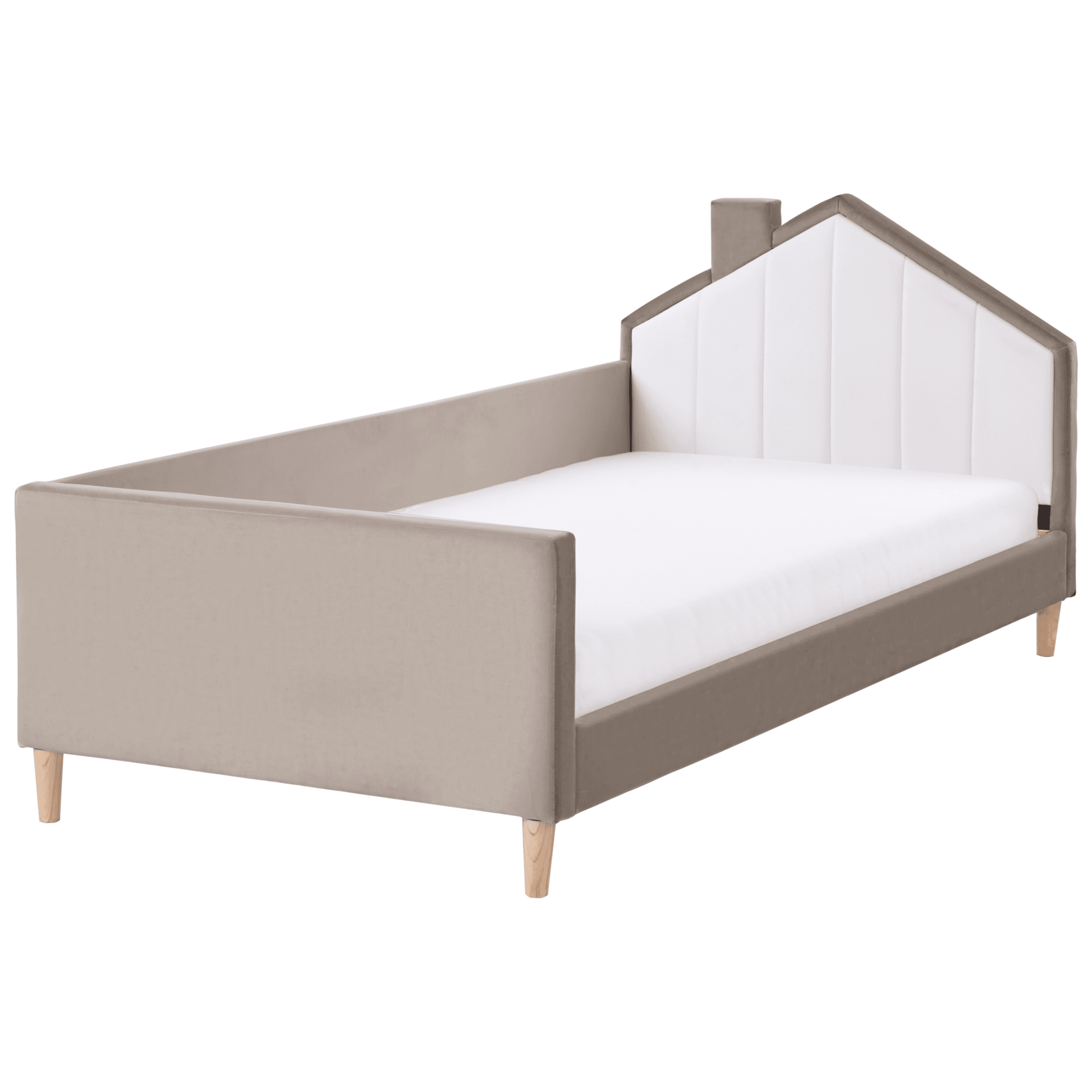 Lastensänky Talo sametti KERVAN 90 x 200 cm Ruskeanharmaa