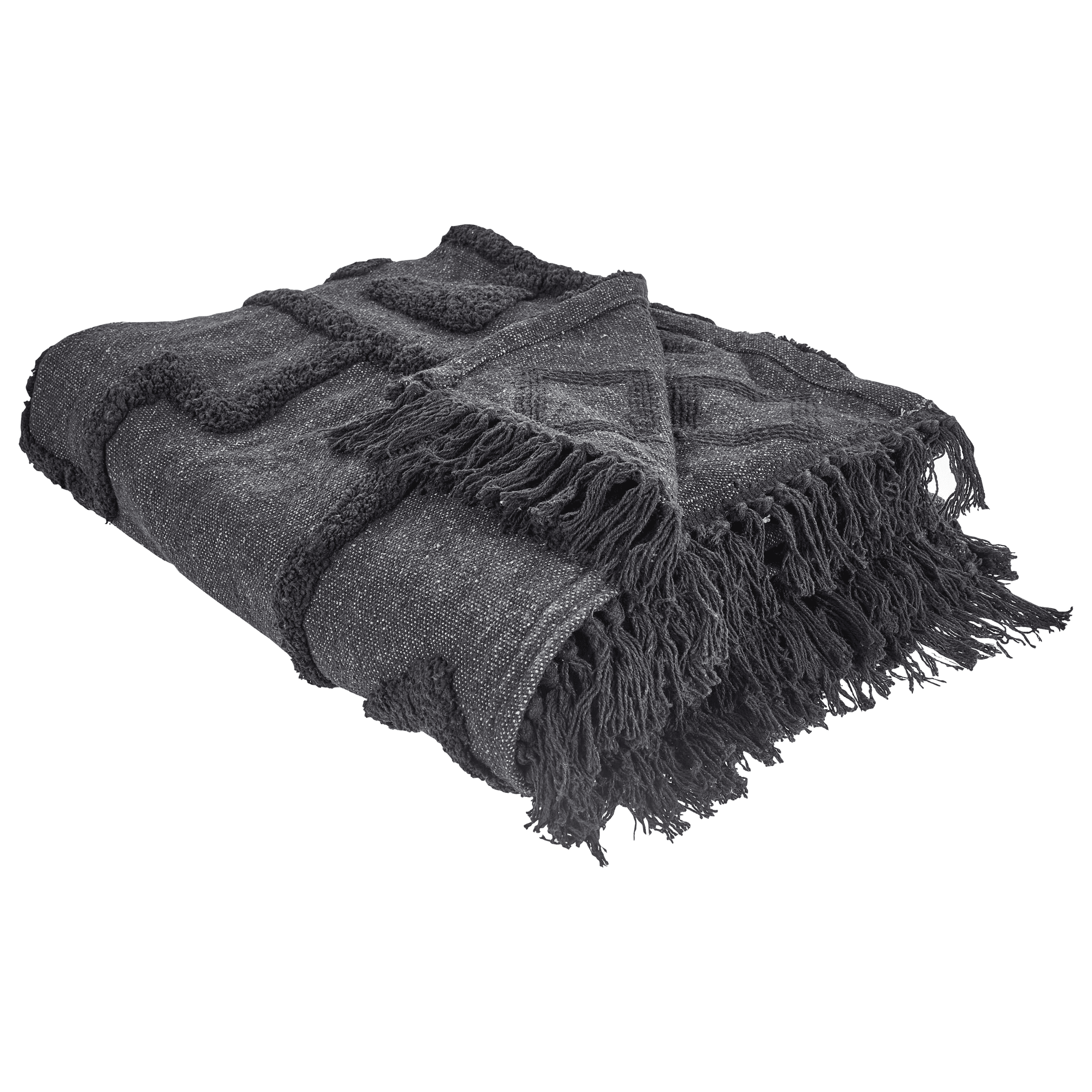 Torkkupeitto CHACK puuvilla 220 x 240 cm Tummanharmaa – Beliani