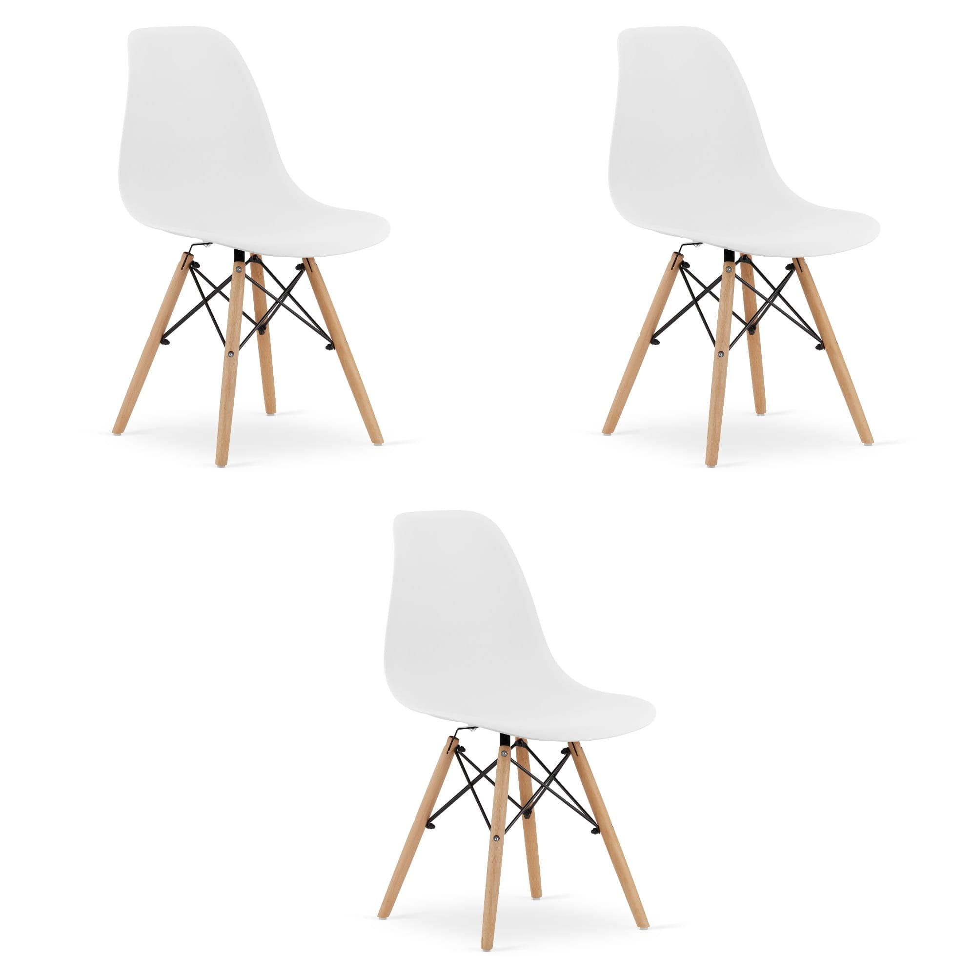 OSAKA-tuoli, valkoinen, luonnonväriset jalat (3 kpl) – Leobert