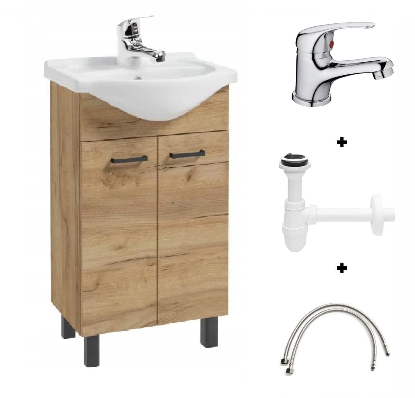 Kylpyhuonesarja, pesuallaskaappi, 50 cm, askartelutammea Mea – Deftrans