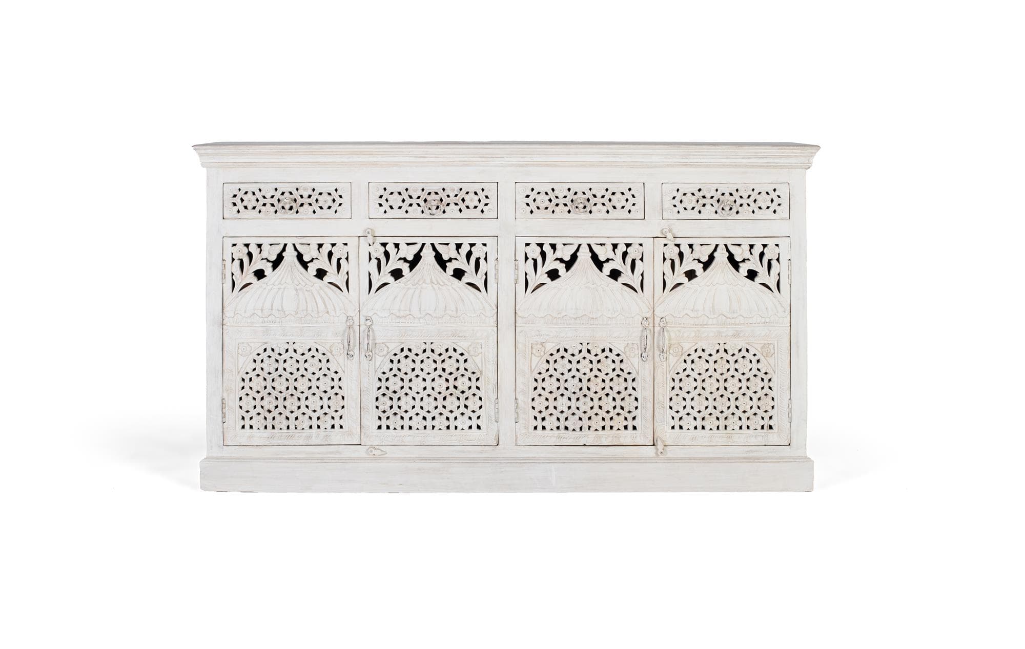 Senkki, jossa on 4 ovea ja 4 laatikkoa mangopuusta