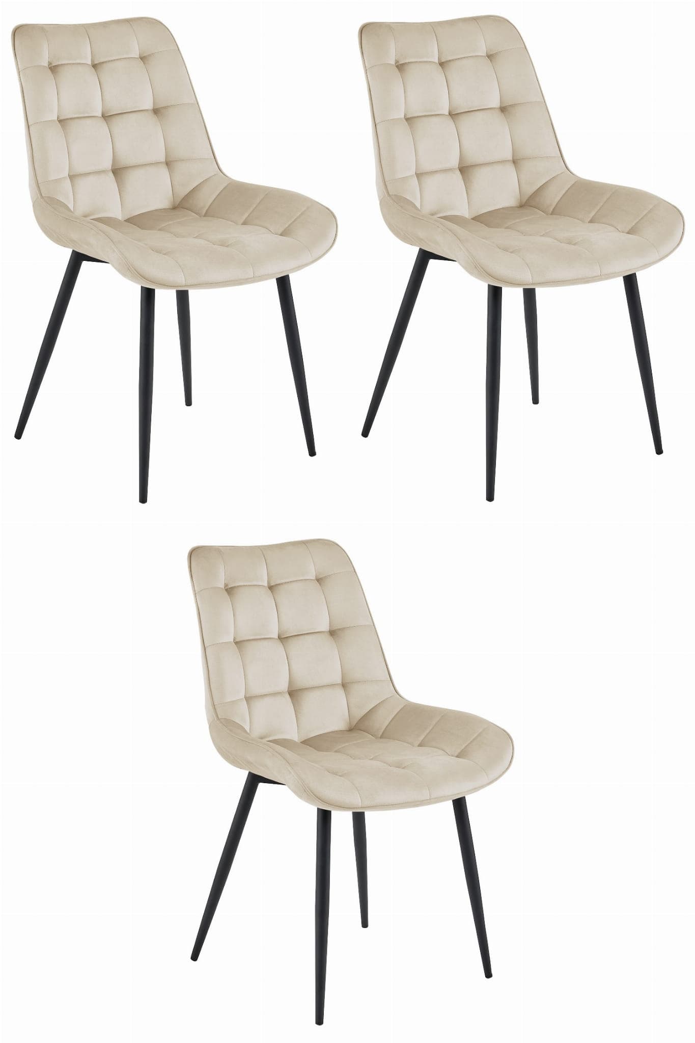BERA-tuoli, beige sametti, mustat jalat (3 kpl) – Leobert
