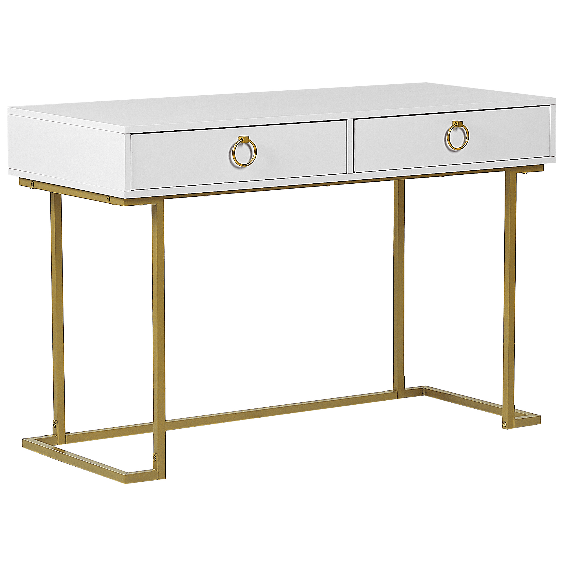 Konsolipöytä Työpöytä WESTPORT Valkoinen/kulta 115 cm 50 cm säilytystila