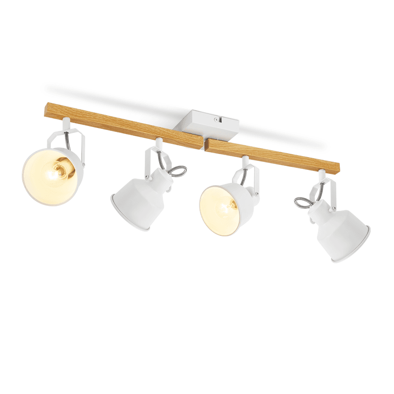 NETTLIFE-kattospottivalaisin, 4 liekkiä, säädettävä 350°, vintage-tyylinen, E14, korkealaatuinen muotoilu, puunsyykuviointi – Nettlife