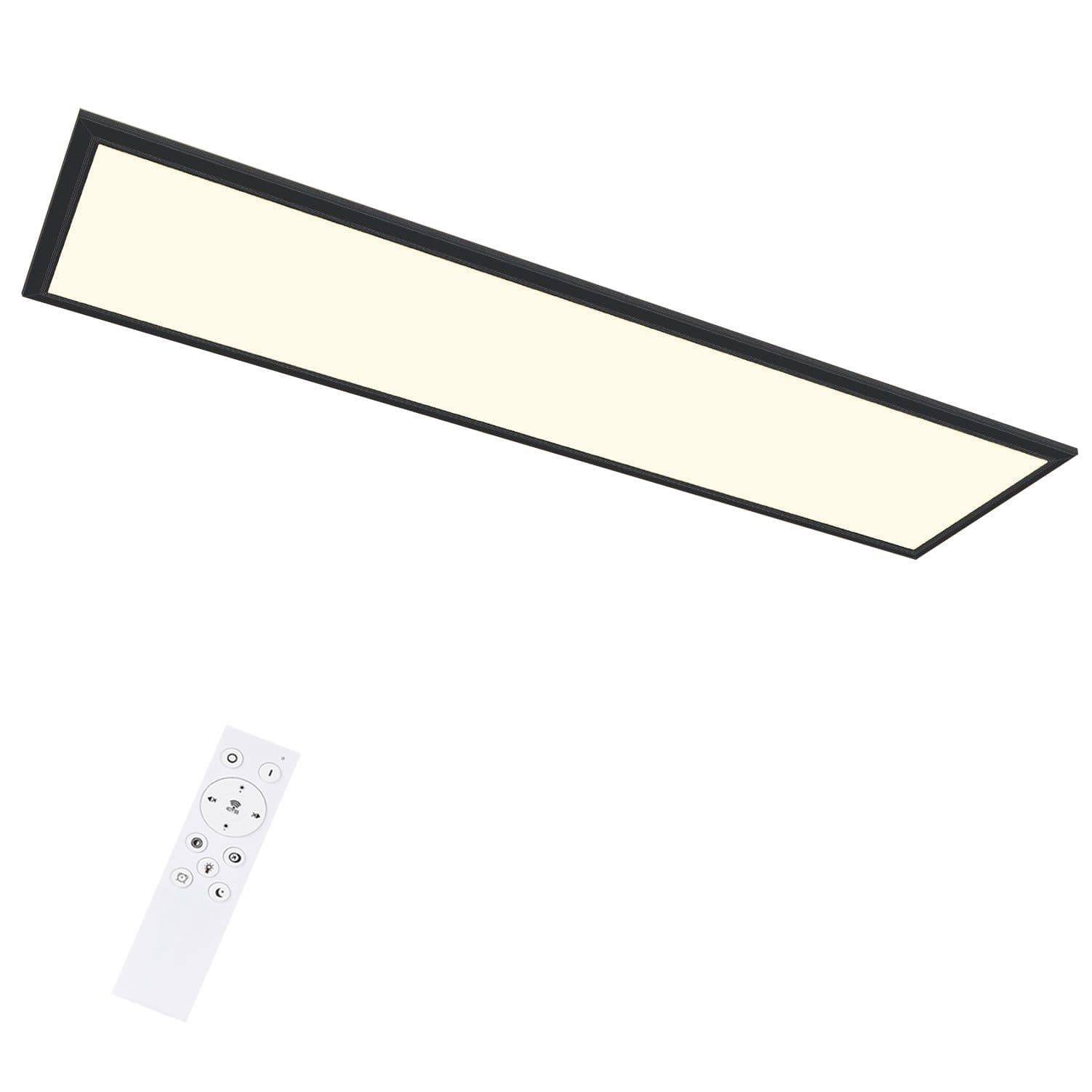 NETTLIFE LED - kattovalaisin, 120x30CM 48W, musta paneeli, himmennettäväKaukosäätimellä, moderniin olohuoneeseen, toimistoon Keittiöön Käytävään – Nettlife