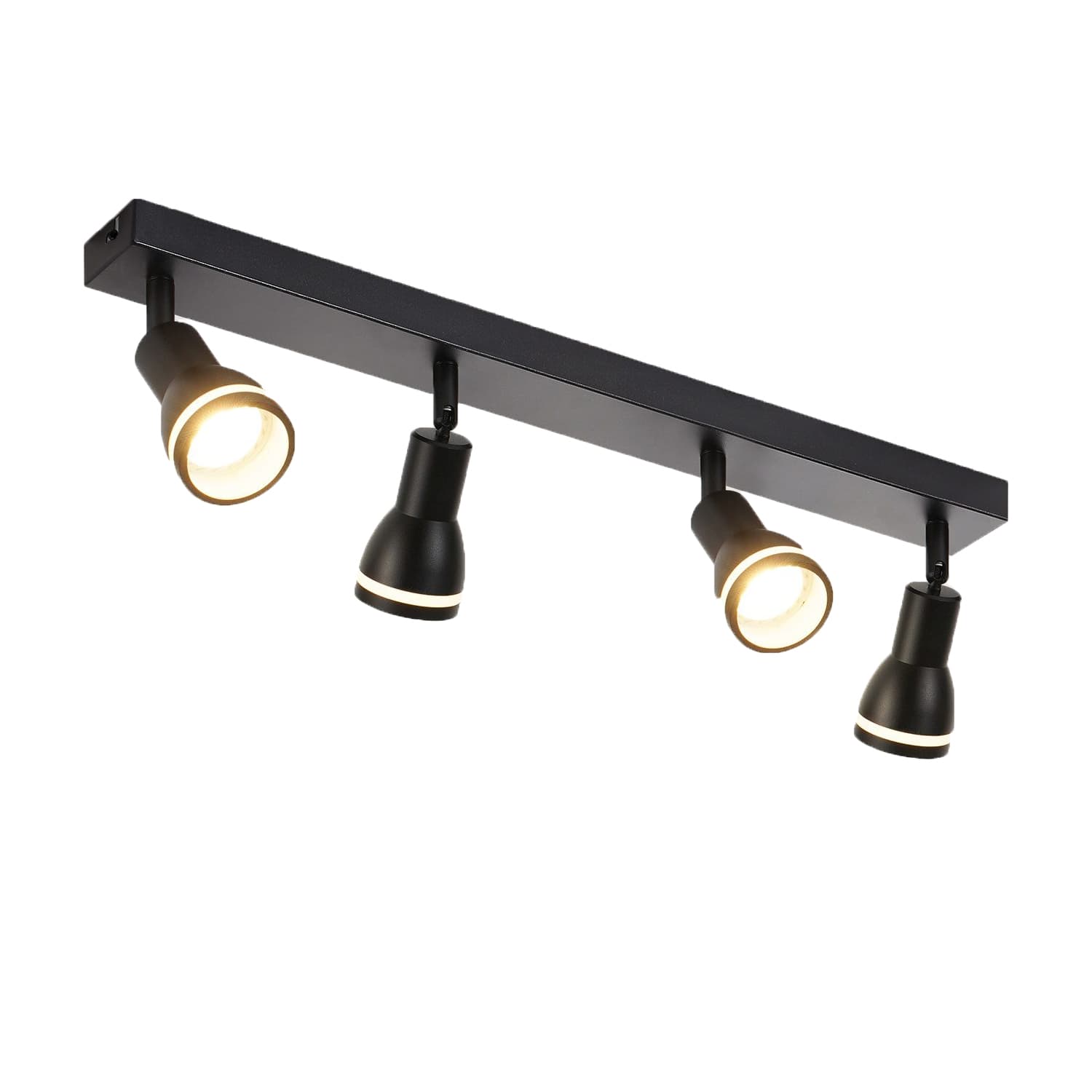 NETTLIFE Kattovalaisin 4 Spot Musta: Metallinen Kattovalaisin GU10 Sisäkäyttöön Kääntyvä Spot Ilman Polttimoita – Nettlife