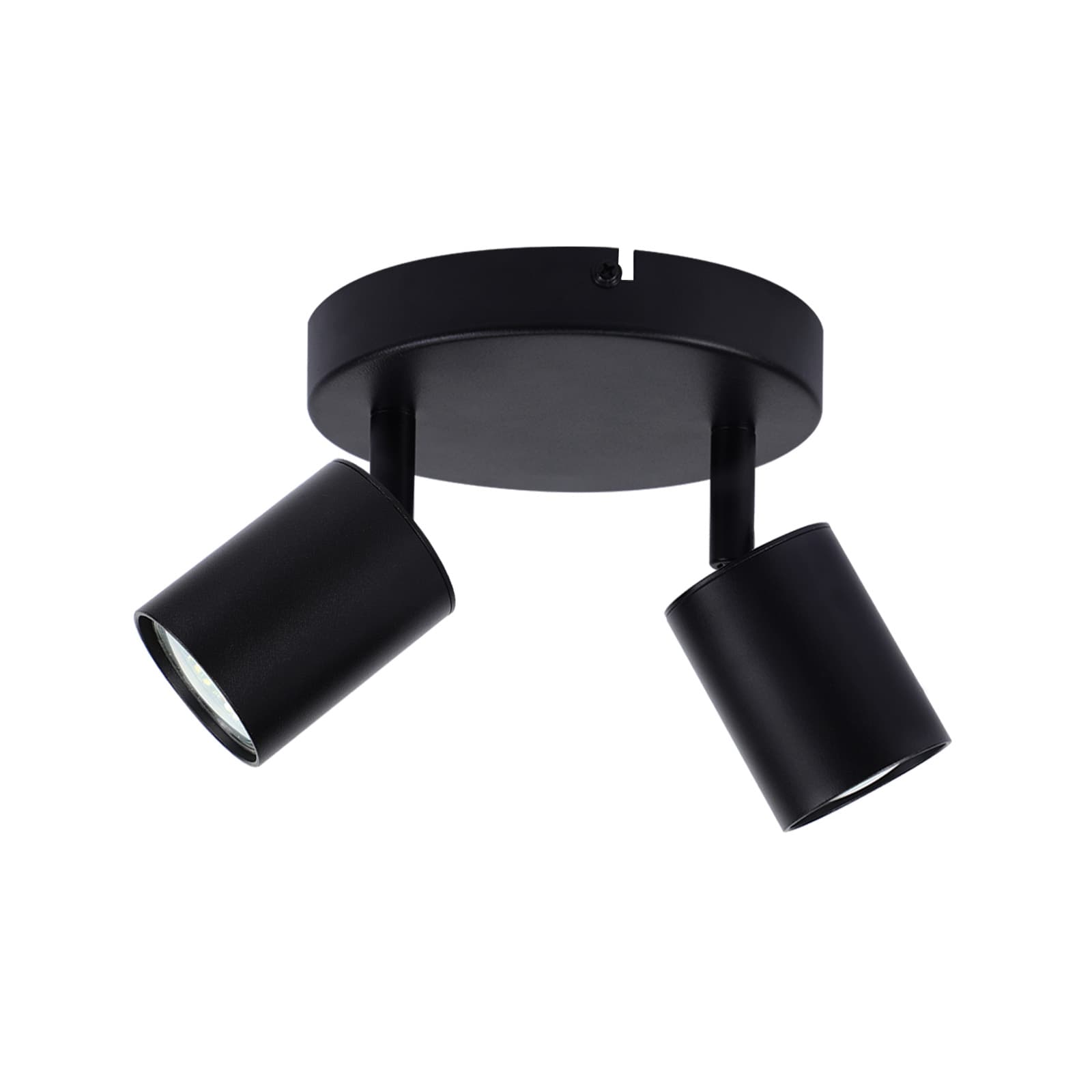 NETTLIFE LED - kattospottivalaisin, 2 valoa, musta, GU10, 330° säädettävä, pyöreä, moderni kattovalaisin