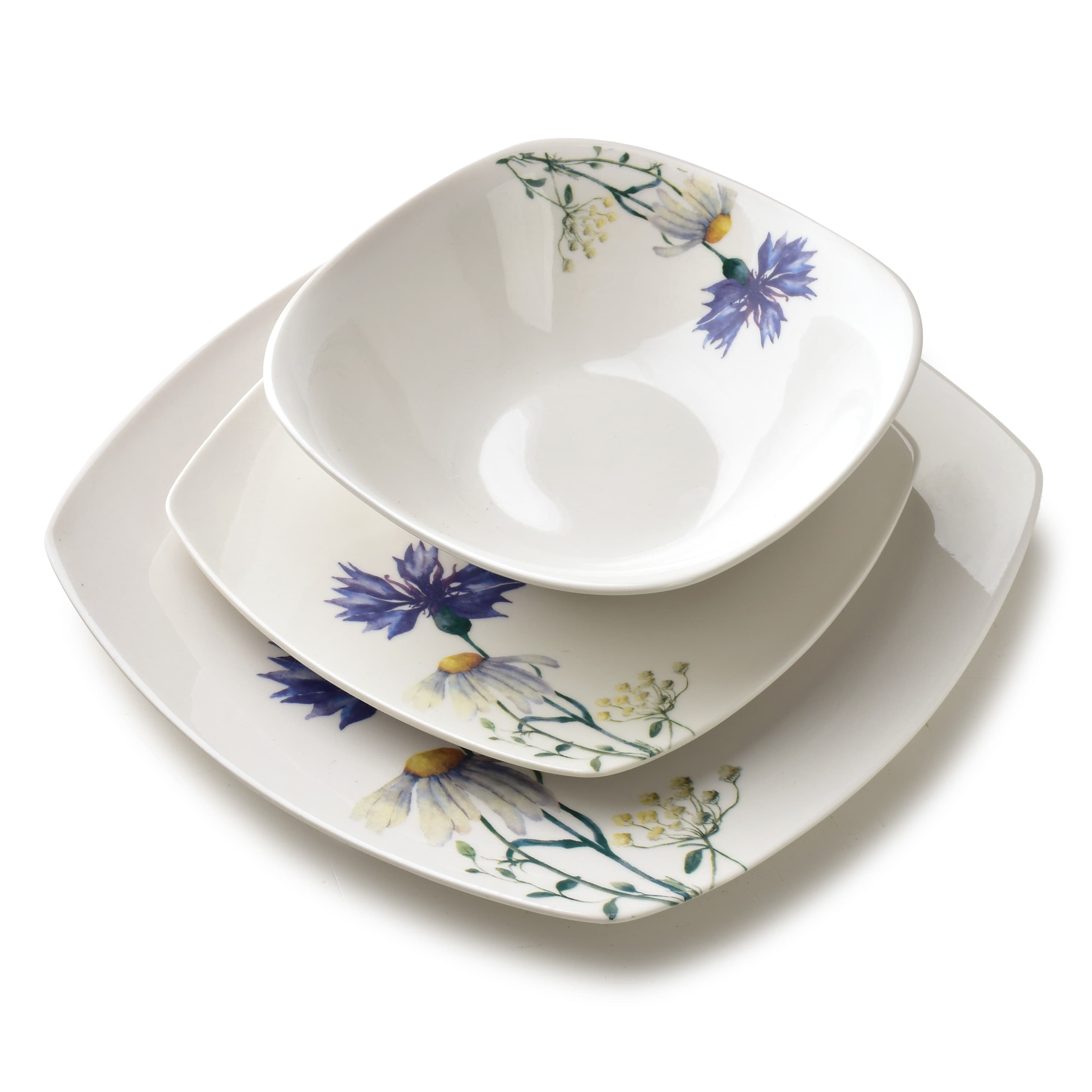 Astiasto posliini Mondex LEA CORNFLOWER 16,5/18/24 cm valko-sininen 18 osaa – MONDEX