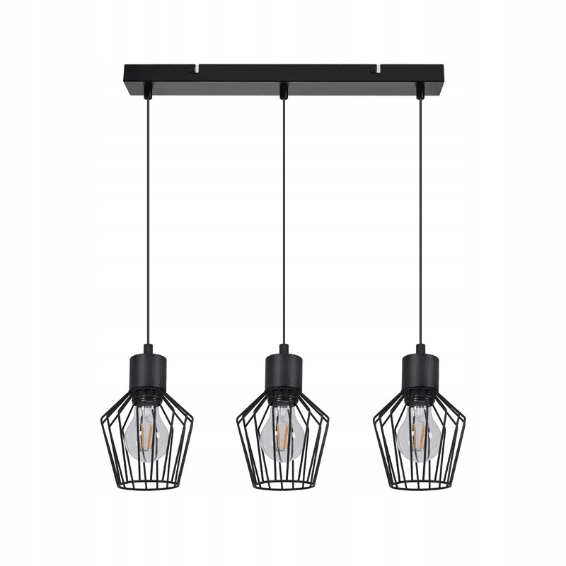 NETTLIFE 3-liekkinen riippuvalaisin, teollisuustyylinen, metalli, musta, LED, E27 – Nettlife