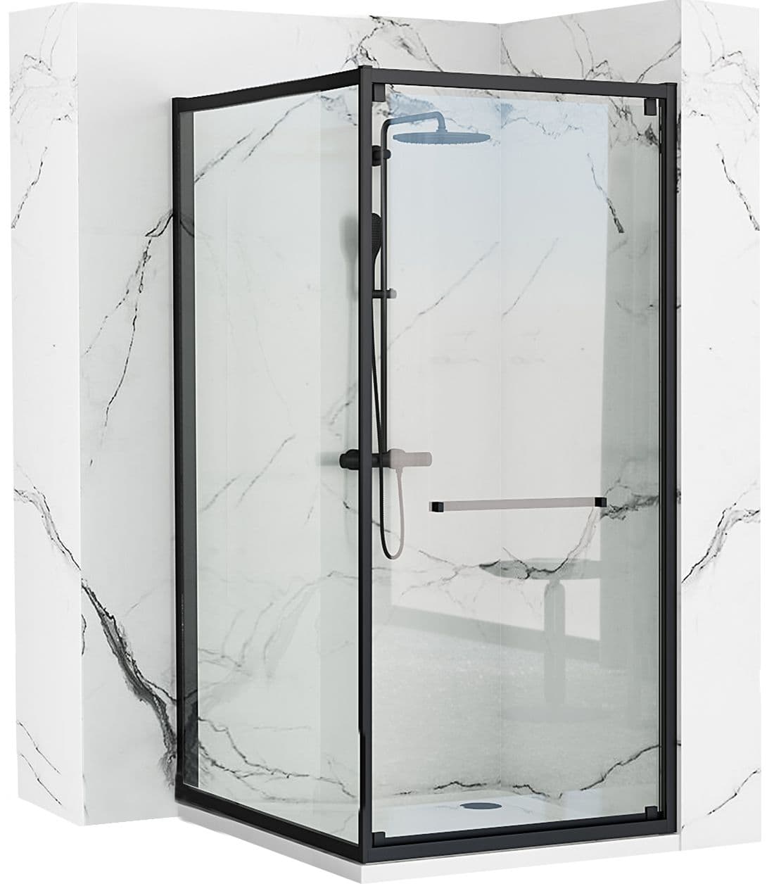 REA Suihkukaappi SPACE IN 80x100 Musta, 80X100X195CM + suihkuallas