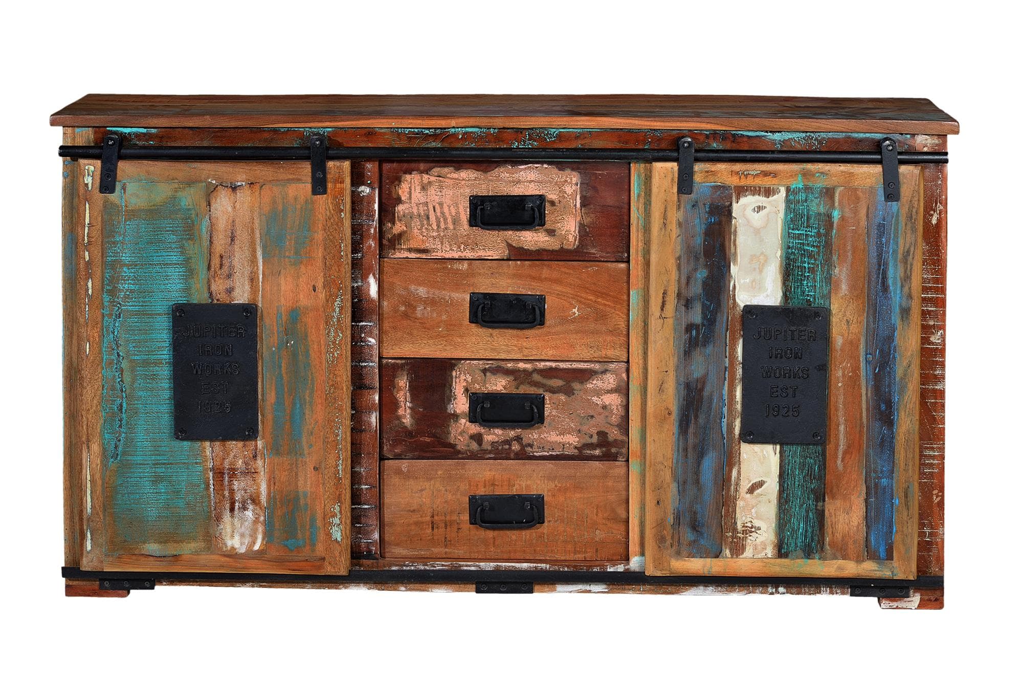 Ainutlaatuinen senkki, joka on valmistettu monivärisestä kierrätyspuusta – Giner y Colomer