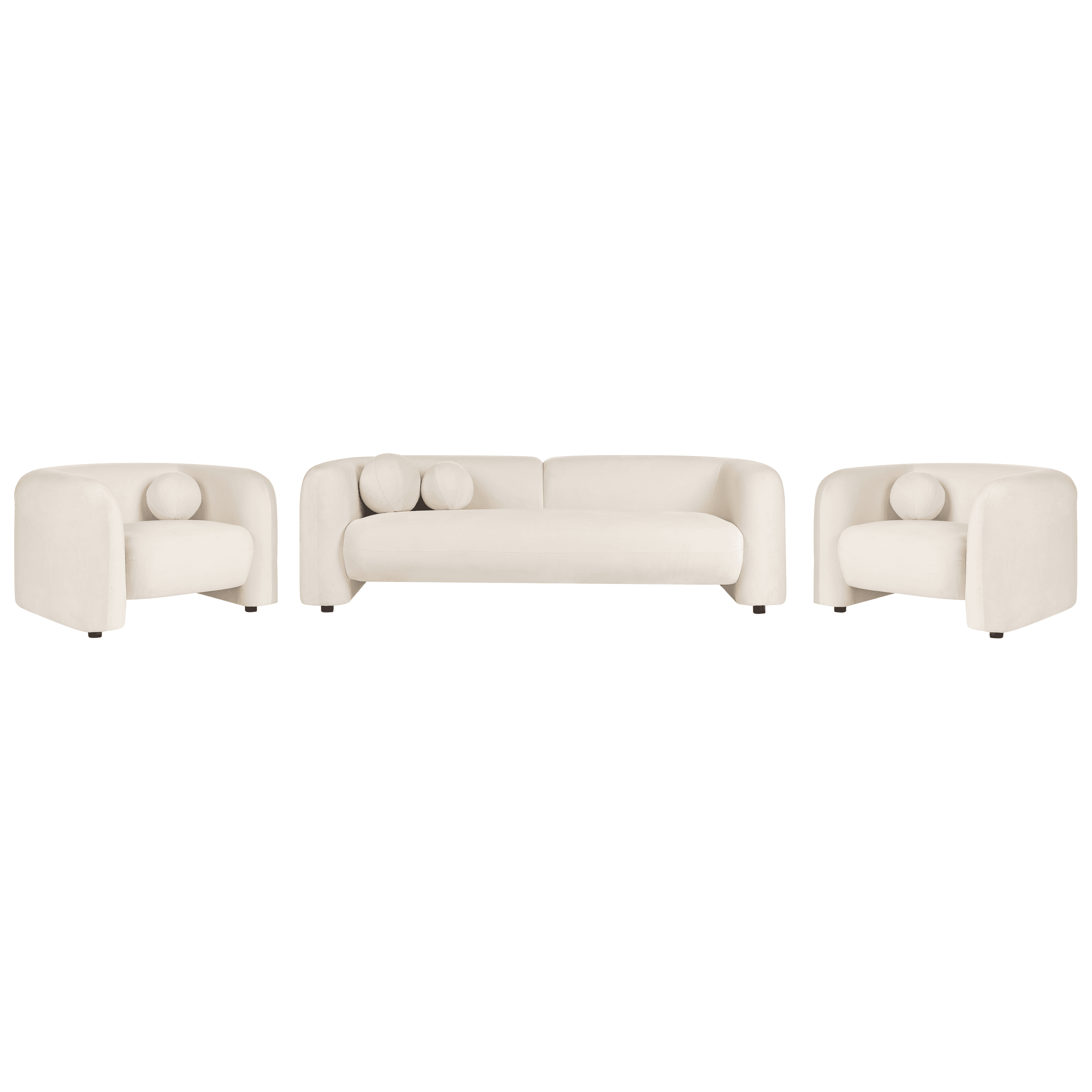 Sohvaryhmä 5-istuttava LEIREN sametti Luonnonvalkoinen – Beliani