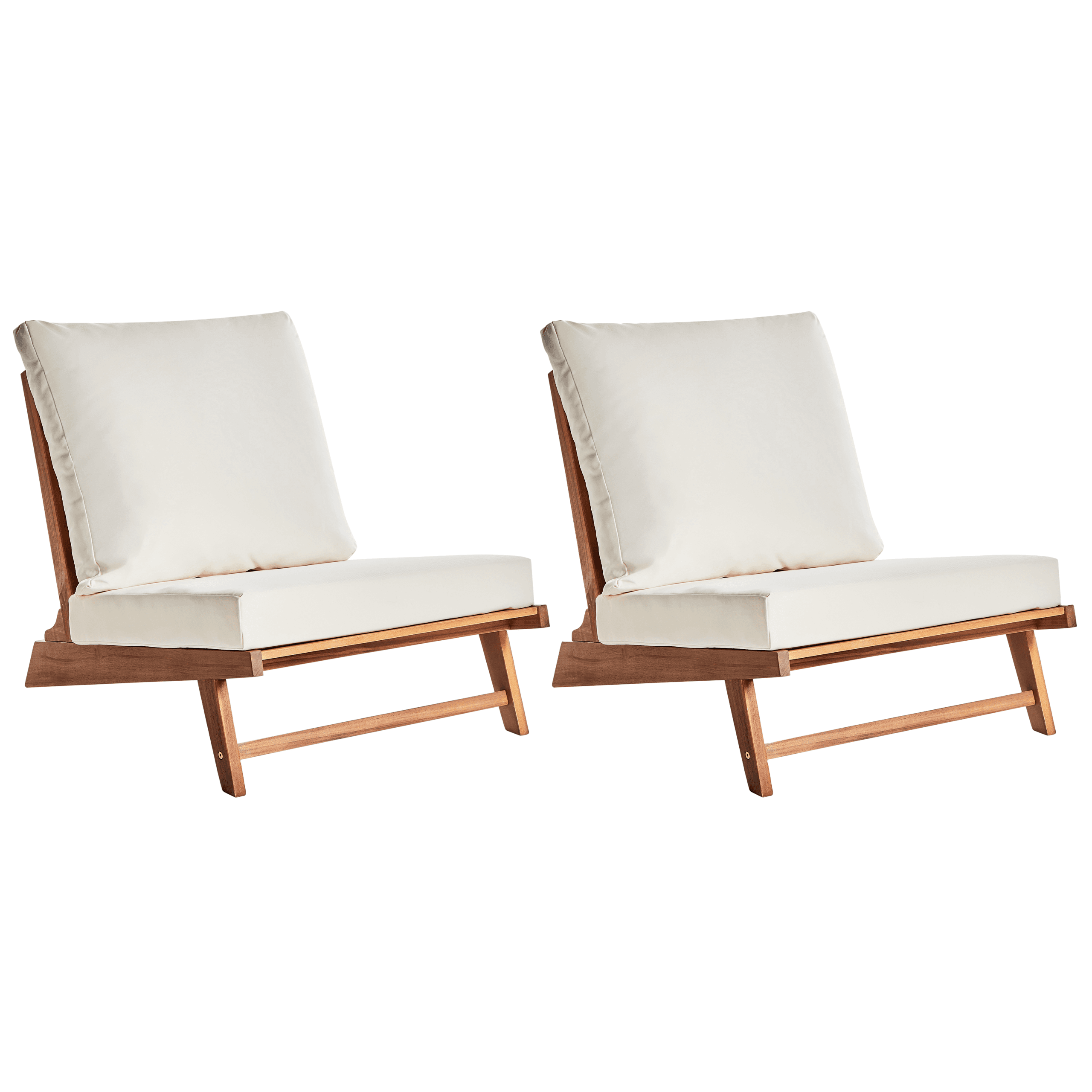 Puutarhatuolisetti pehmusteilla 2 kpl MICCIANO akaasia Luonnonvalkoinen – Beliani