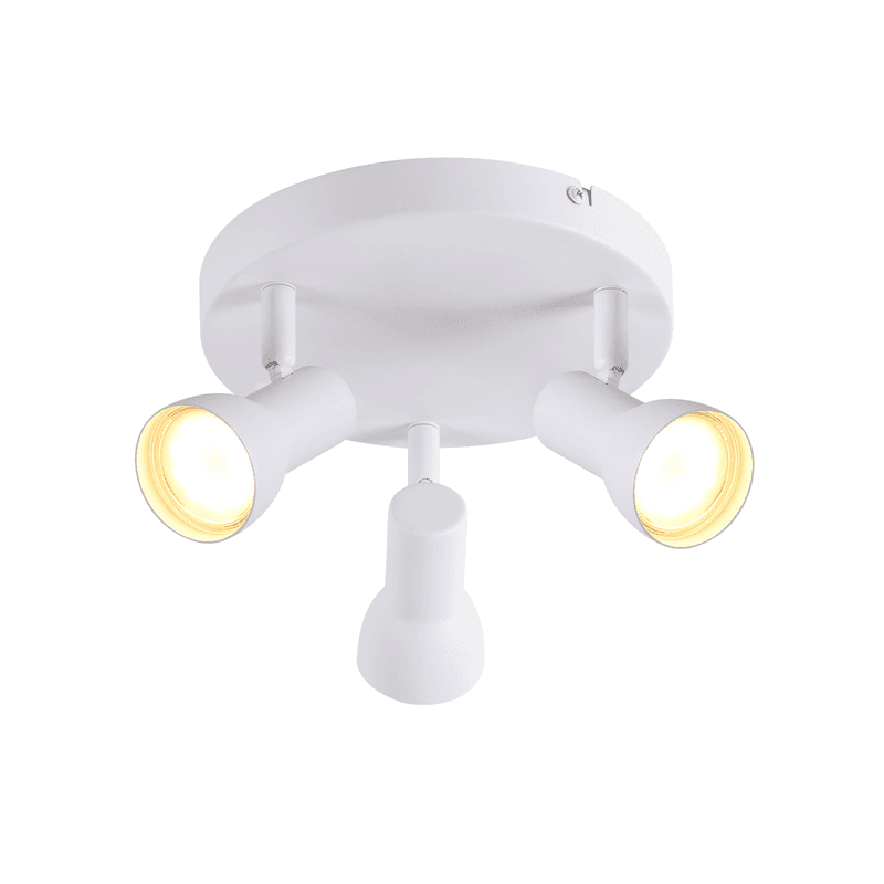 NETTLIFE 3- liekkinen kattokohdevalaisin, pyöreä, sisävalaistus, valkoinen, metalli, GU10- kanta – Nettlife