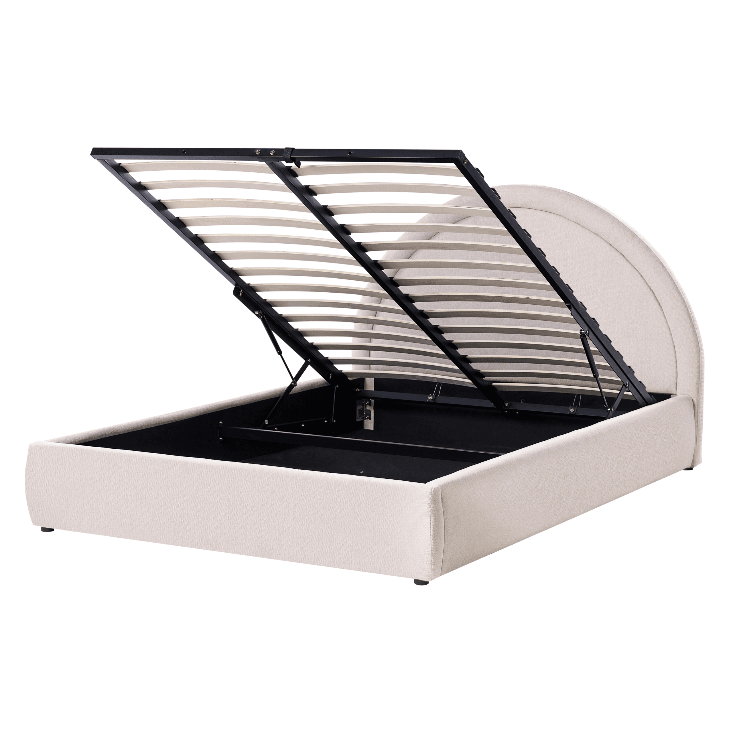 Sänky säilytystilalla kangas MOUZON 140 x 200 cm Vaaleanbeige