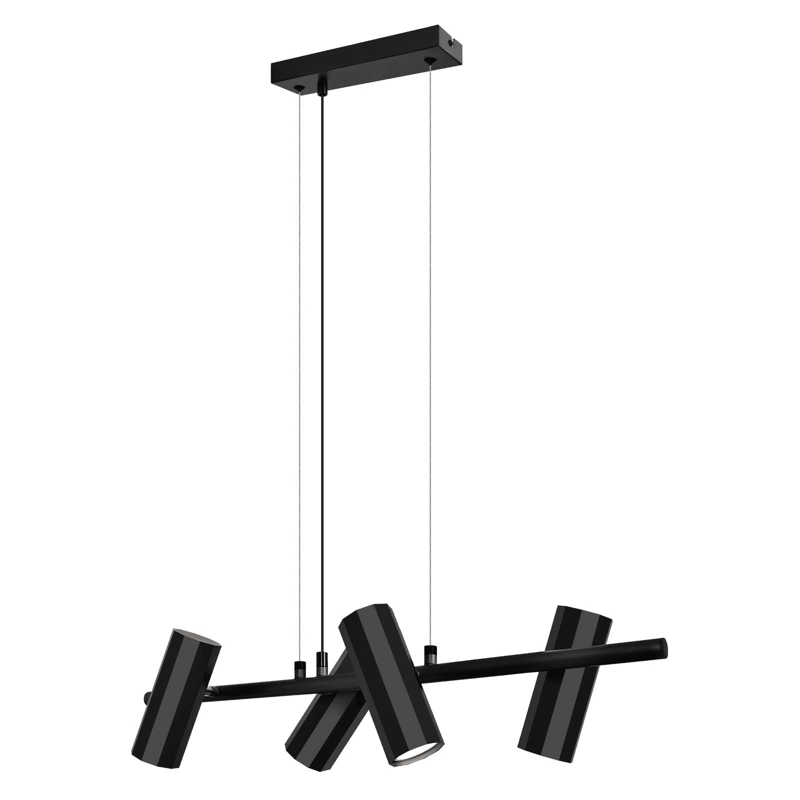 NETTLIFE Musta metallinen riippuvalaisin, halkaisija 66 cm, GU10, 4 liekkiä, moderni teollinen tyyli, olohuone, sisustus, keittiö, makuuhuone – Nettlife