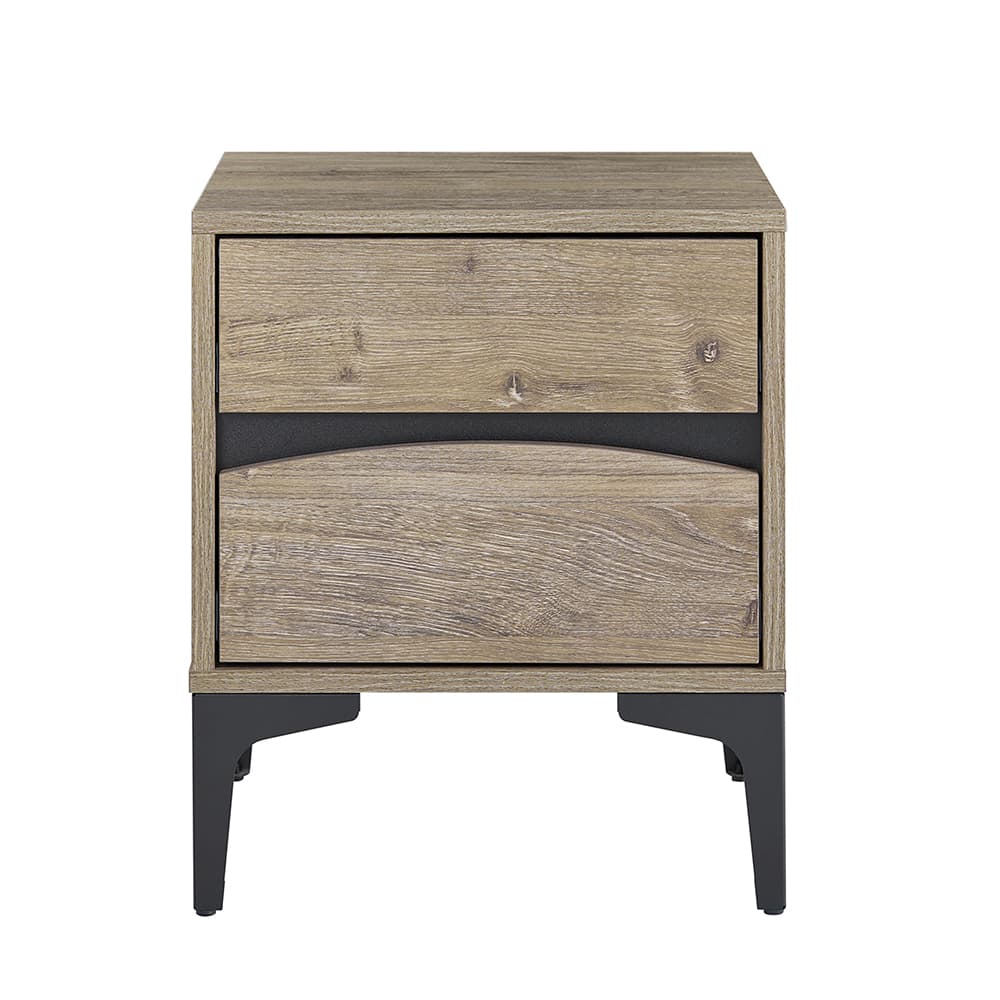 SoBuy Yöpöytä 2-laatikko puuefekti luonnonvalkoinen metallijaloilla 404047 cm FBT165-N – SoBuy