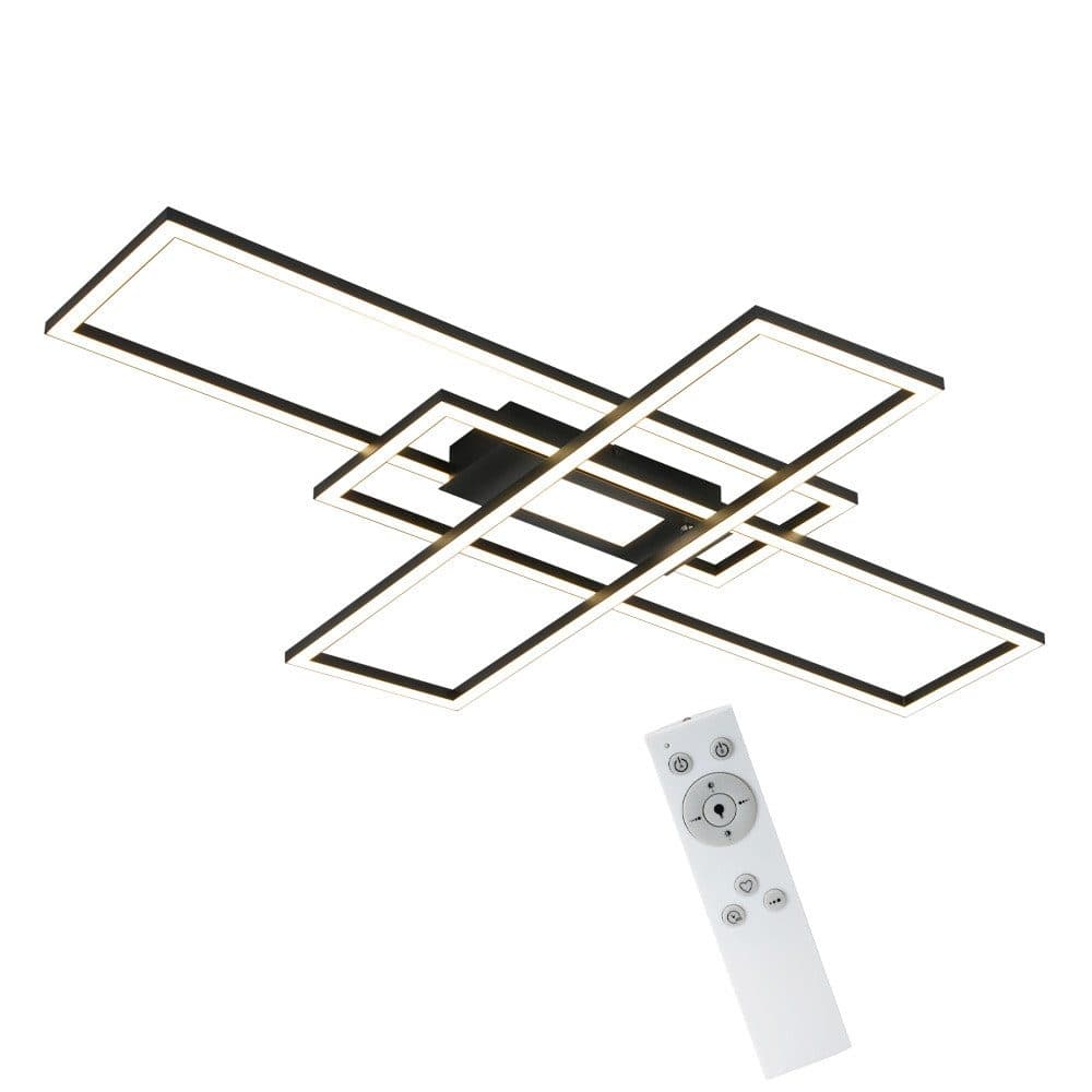 NETTLIFE LED - kattovalaisin, olohuoneen Valaisin, musta, moderni, himmennettäväValaisin Kaukosäätimellä, 50 W, makuuhuoneeseen, suuri Keittiöön – Nettlife