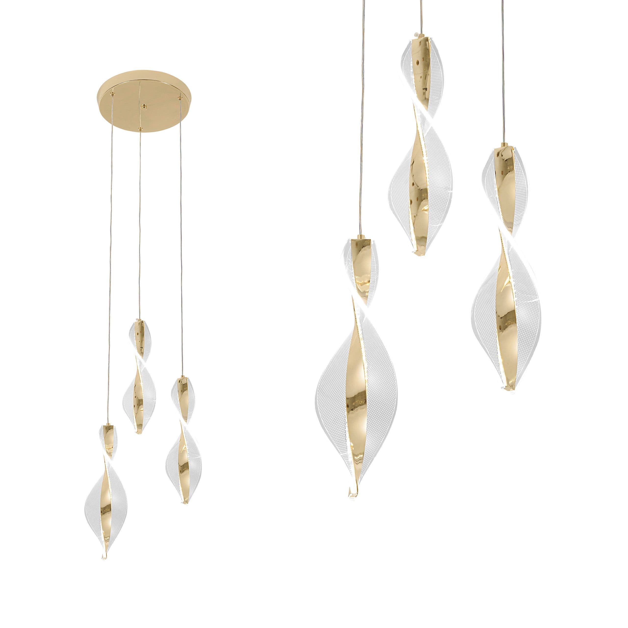 TOOLIGHT riippuva kattovalaisin LED G028-3CPR kulta, 113,5x25,5x30cm – Toolight