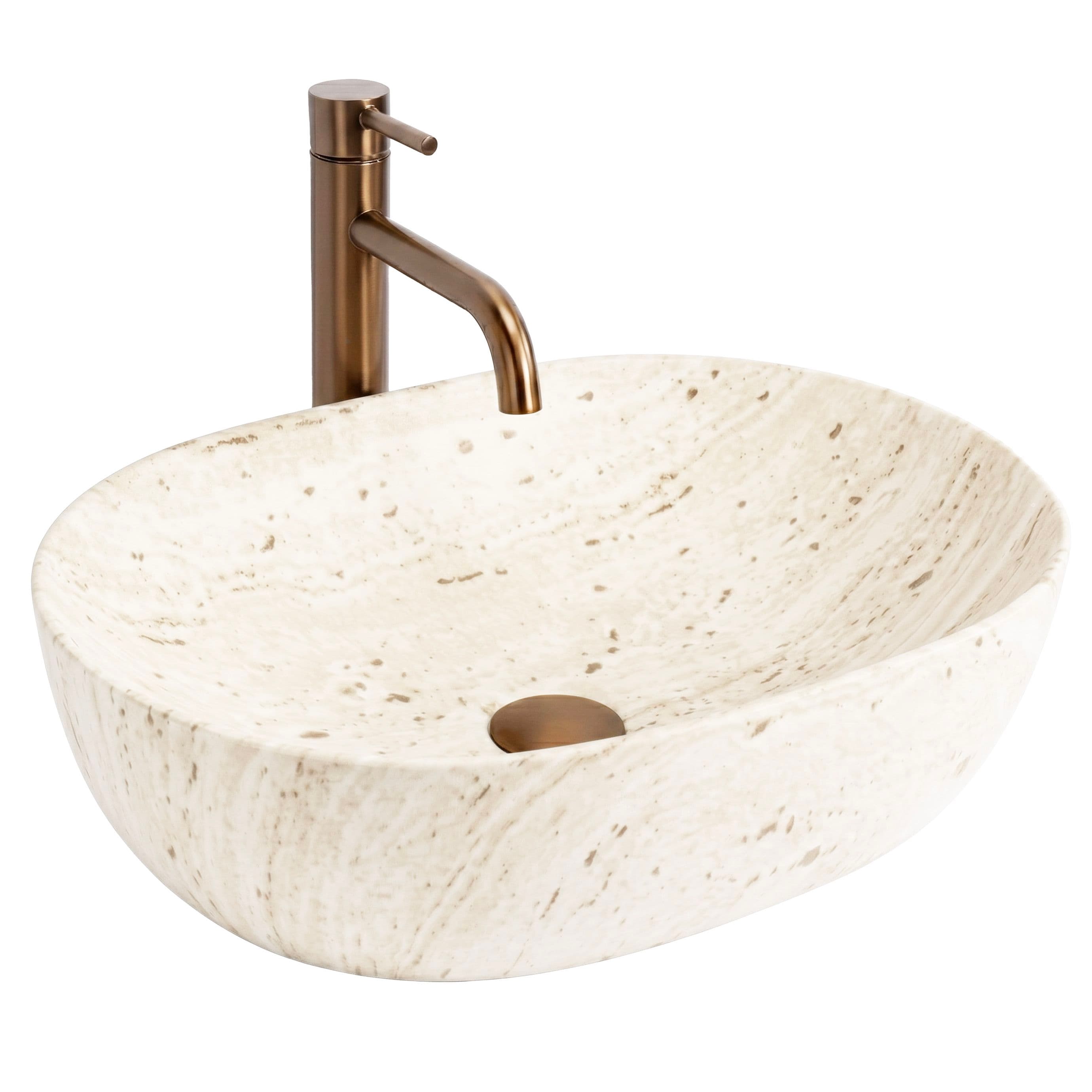 REA Tasolle Asennettava Pesuallas Amelia 48 Travertine Classic Beige, 48X34,5X13,5Cm