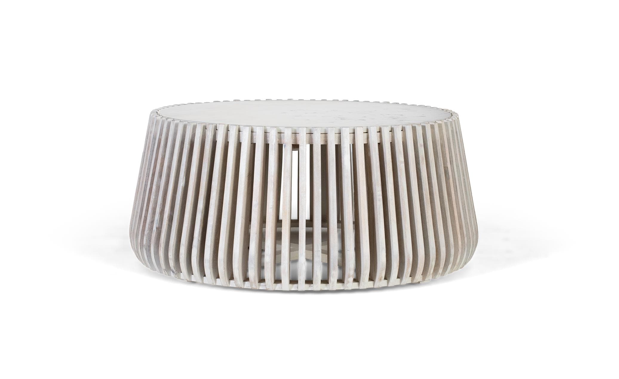 Pyöreä sohvapöytä valkoisesta marmorista ja mangopuusta – Giner y Colomer