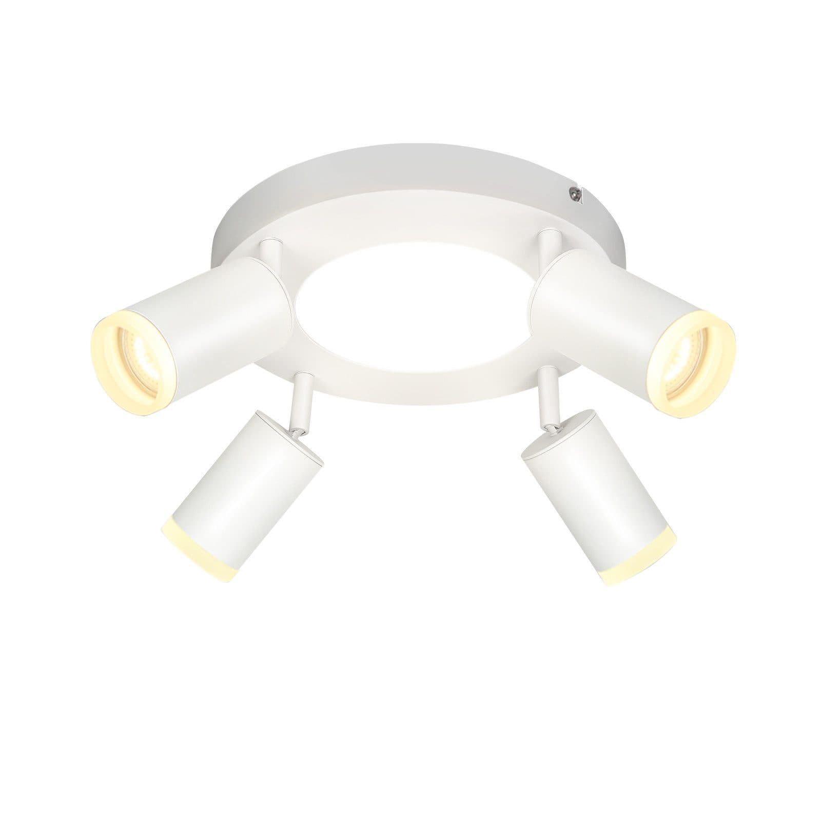 NETTLIFE Kattospottivalaisin 4 pyöreää lamppua 20W 3000K GU10 helppo asennus lämmin valkoinen 350° säädettävä moderni