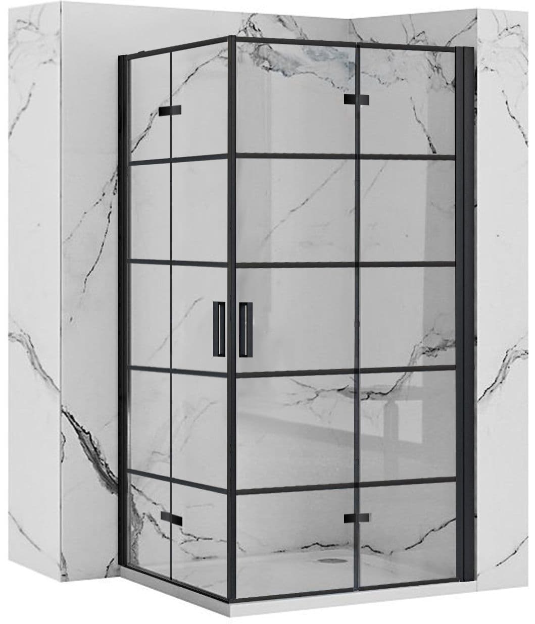 REA Suihkukaappi MOLIER DOUBLE 90X90 musta, 90X90X190CM