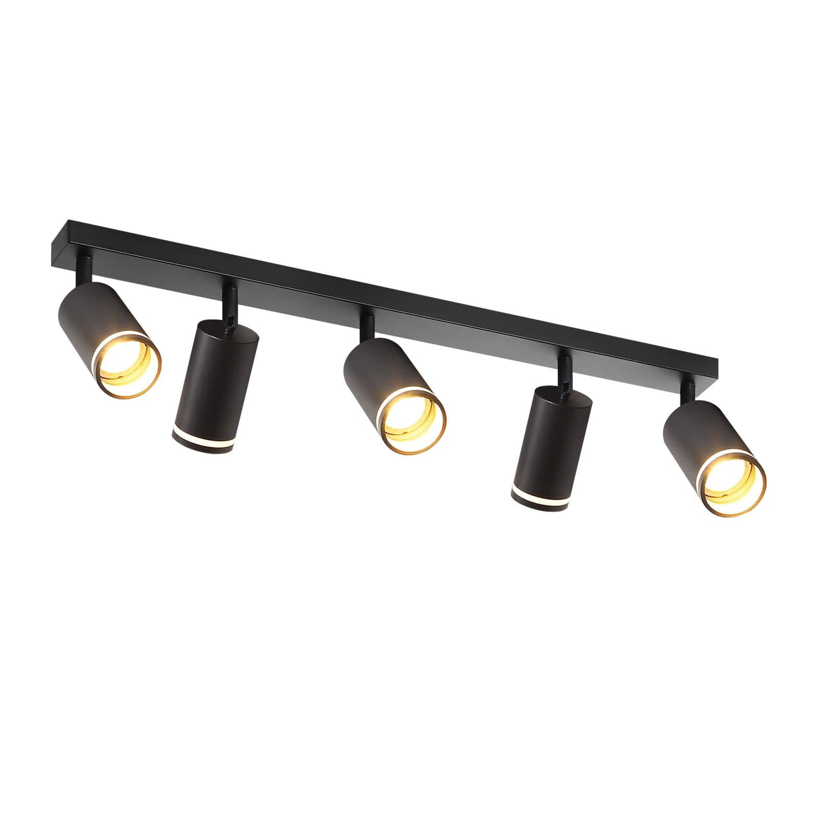 NETTLIFE Moderni 5- kohdevalaisin kattoon: Musta GU10- kattovalaisin, 355° kääntyvä metallivalaisin keittiöön, olohuoneeseen ilman polttimoa