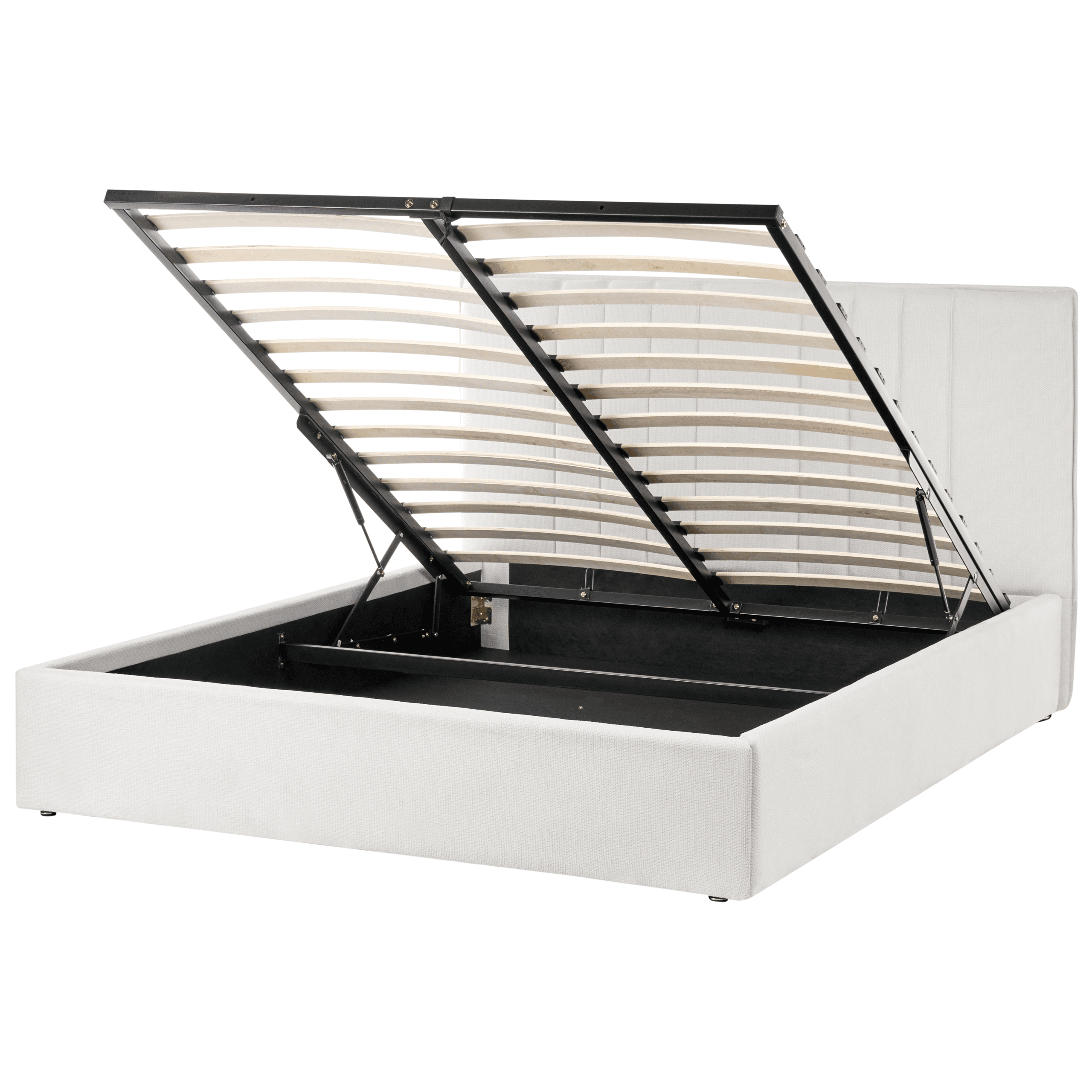 Sänky säilytystilalla kangas TARASCON 140 x 200 cm Vaaleanbeige – Beliani