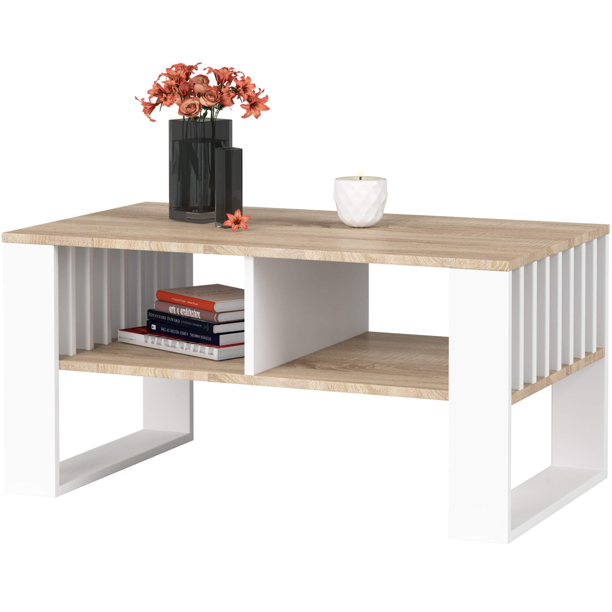 Akord Sohvapöytä Rockford Sonoma-tammi/Valkoinen 92x53x45 – Akord