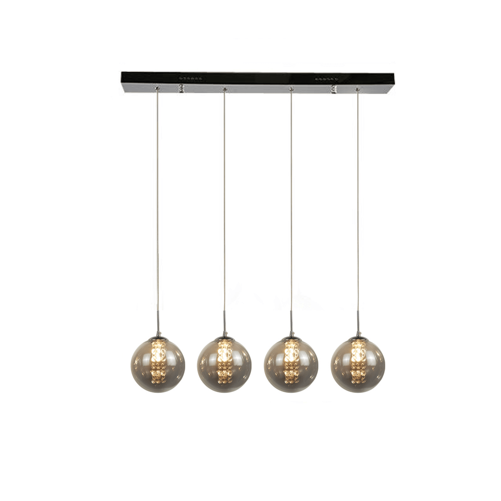 NETTLIFE riippuvalaisin harmaa, lasi halkaisija, 70 cm, G9 ruokapöytäkattokruunu Korkeussäädettävä 4 värillistä lamppua, ruokapöytävalaisin Keittiöön – Nettlife