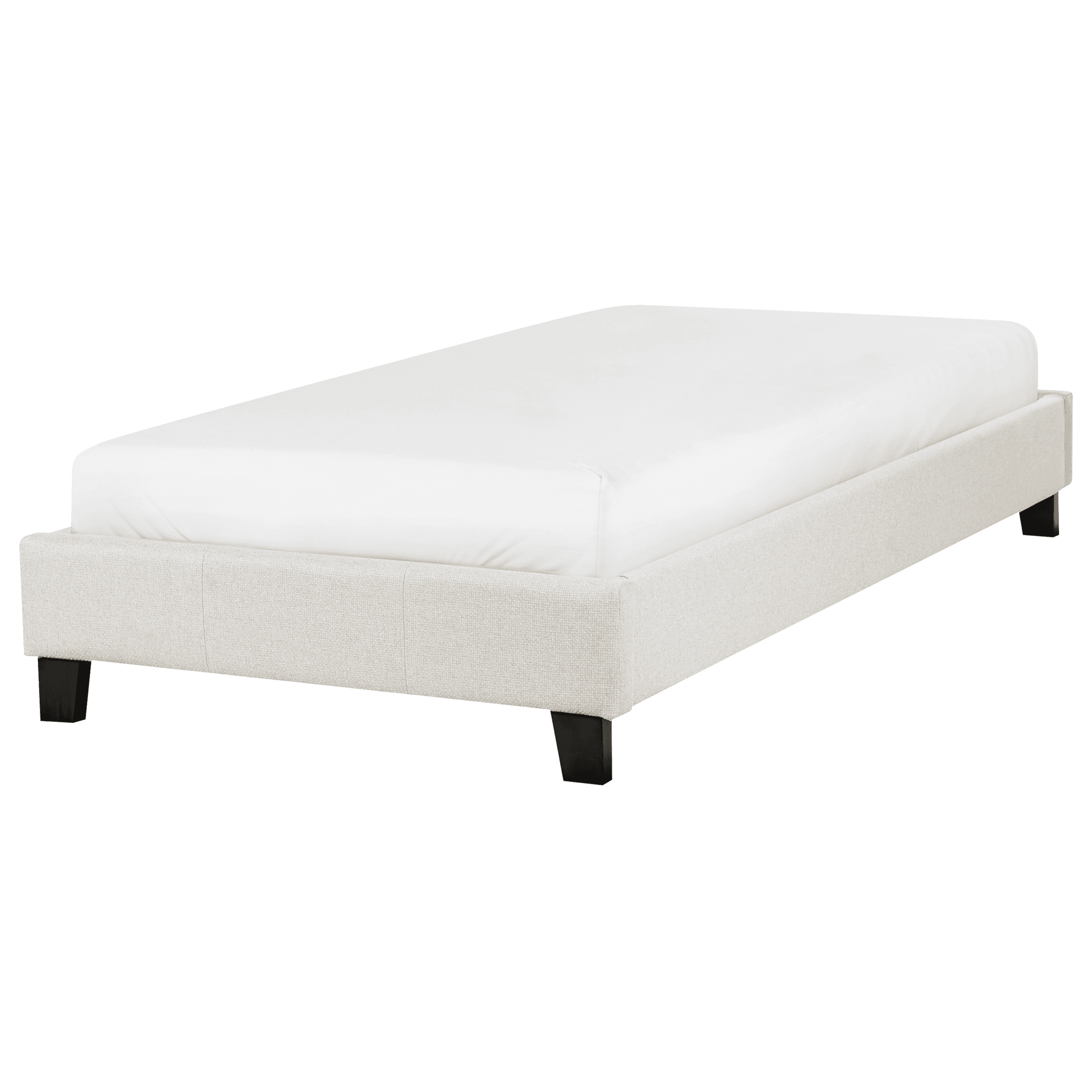 Sänky ilman sängynpäätyä kangas ROANNE 90 x 200 cm Vaaleanbeige – Beliani