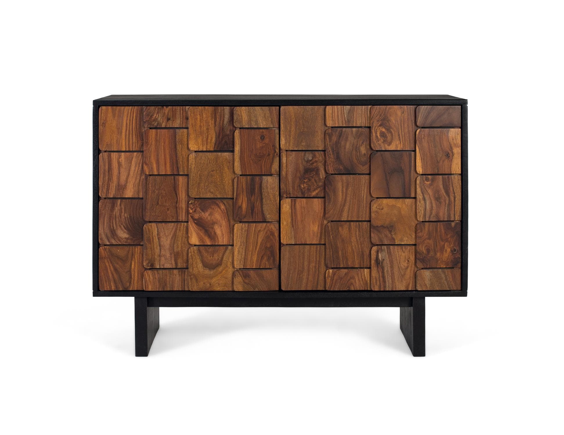 Sheesham-puusta valmistettu senkki, jossa on kaksi ovea ja geometriset kuviot – Giner y Colomer