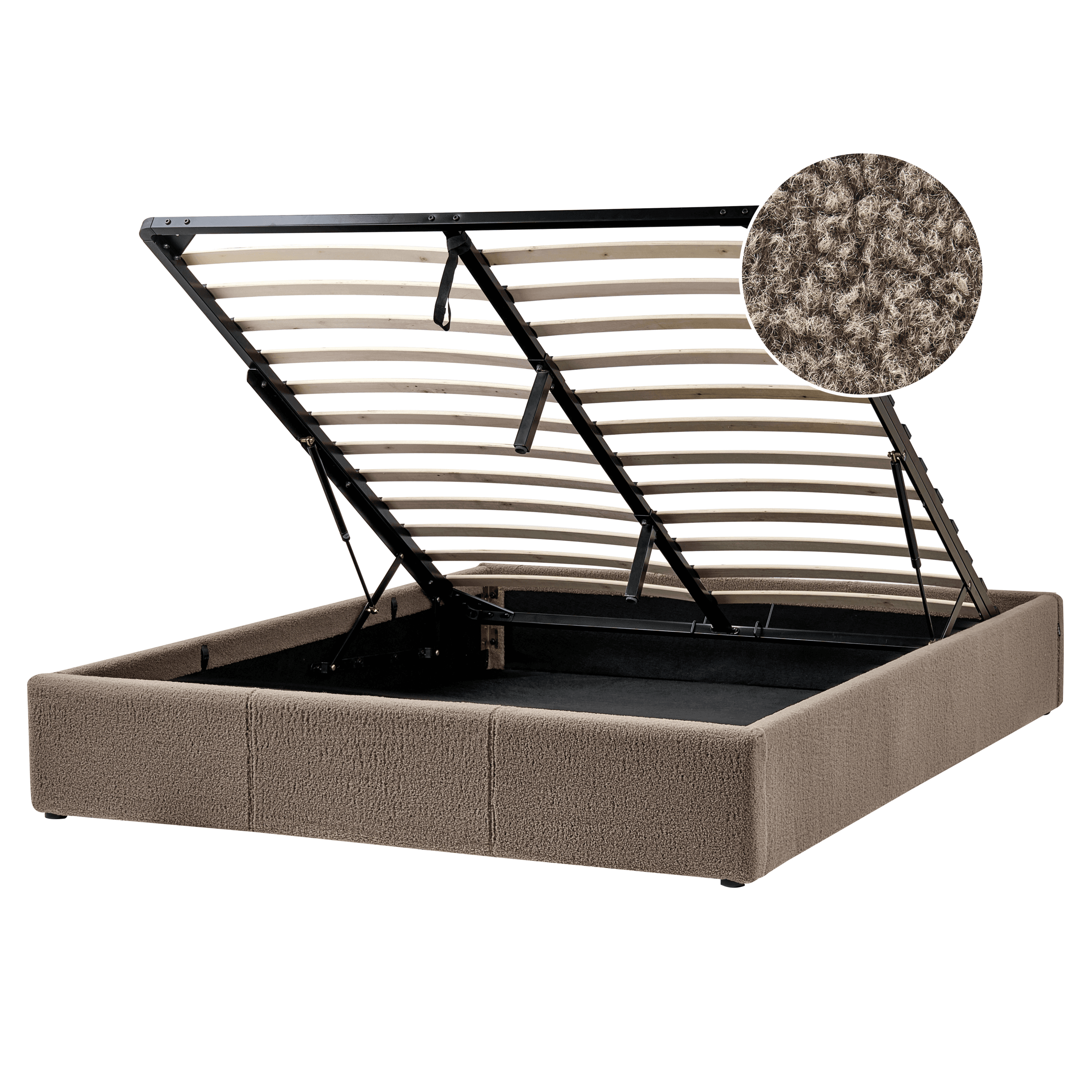 Sänky säilytystilalla ilman sängynpäätyä buklee DINAN 160 x 200 cm Ruskeanharmaa – Beliani