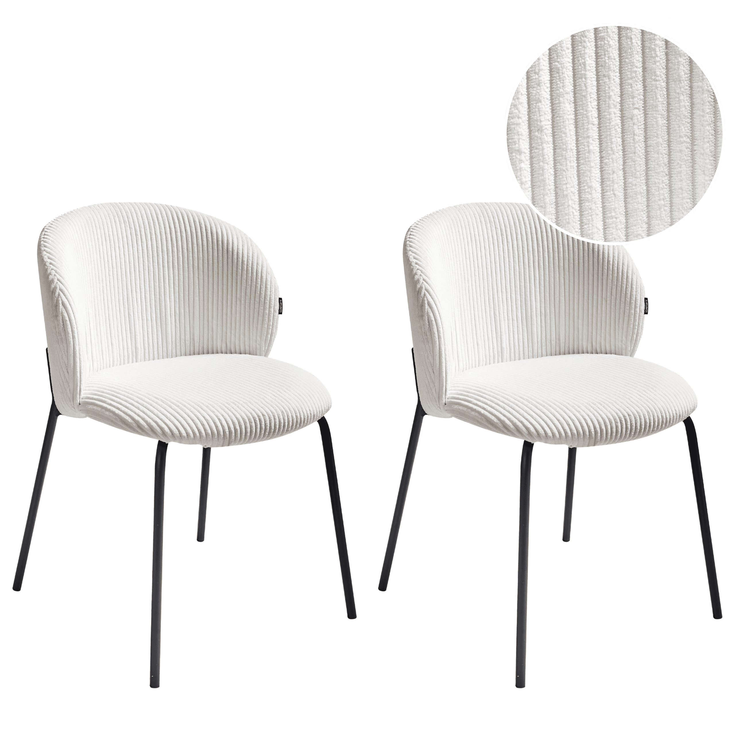 Ruokatuolisetti 2 kpl MILES vakosametti Luonnonvalkoinen – Beliani