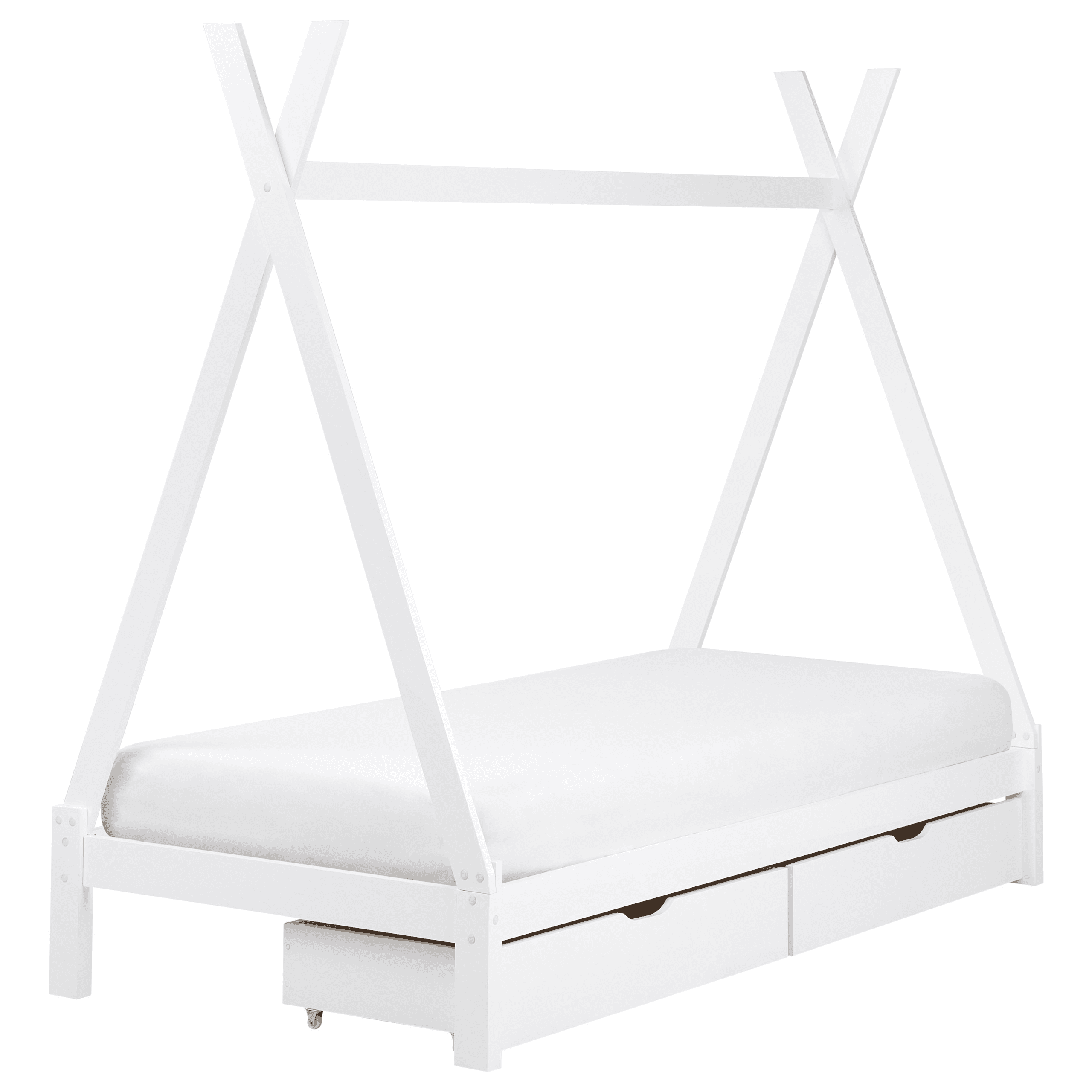 Sänky mänty 2 laatikkoa valkoinen 90 x 200 cm DEVAY – Beliani