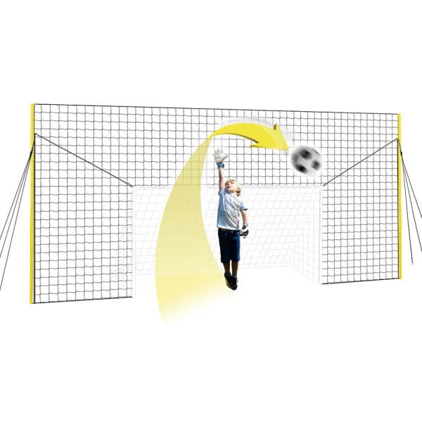 Open Goaaal® 3-in-1 jalkapallomaali ja palautusverkko – Junior, keltamusta, 8 ft korkea, jopa 16 ft leveä, sisämaali 8 x 4, 5 ft – OpenGoaaal