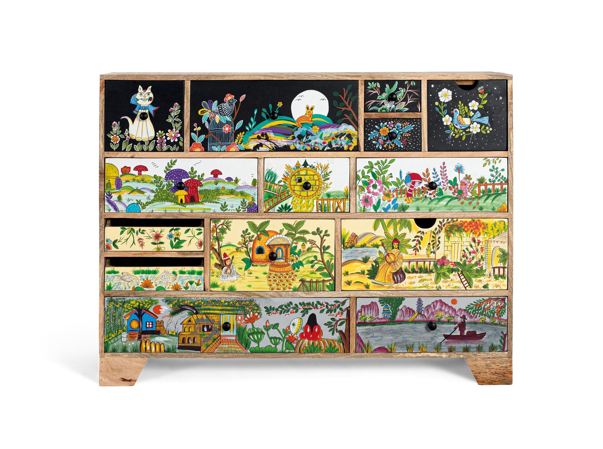 Etniseen tyyliin valmistettu mangopuusta valmistettu lipasto, 120 cm – Giner y Colomer