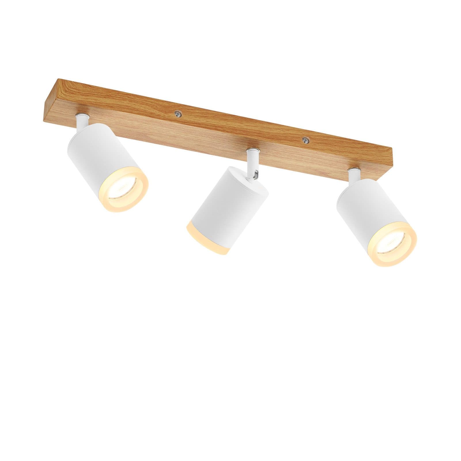 NETTLIFE mustavalkoinen kattokohdevalaisin GU10 vintage-tyylinen puinen kääntyvä kattokohdevalaisin ilman lamppua 350° kääntyvä